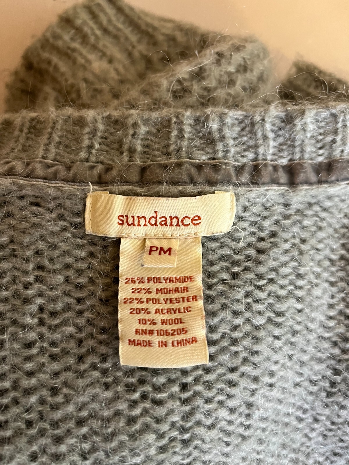 Sundance Size PM Fuzzy Grey Cardigan Sweater Open-Front Mixed Knits