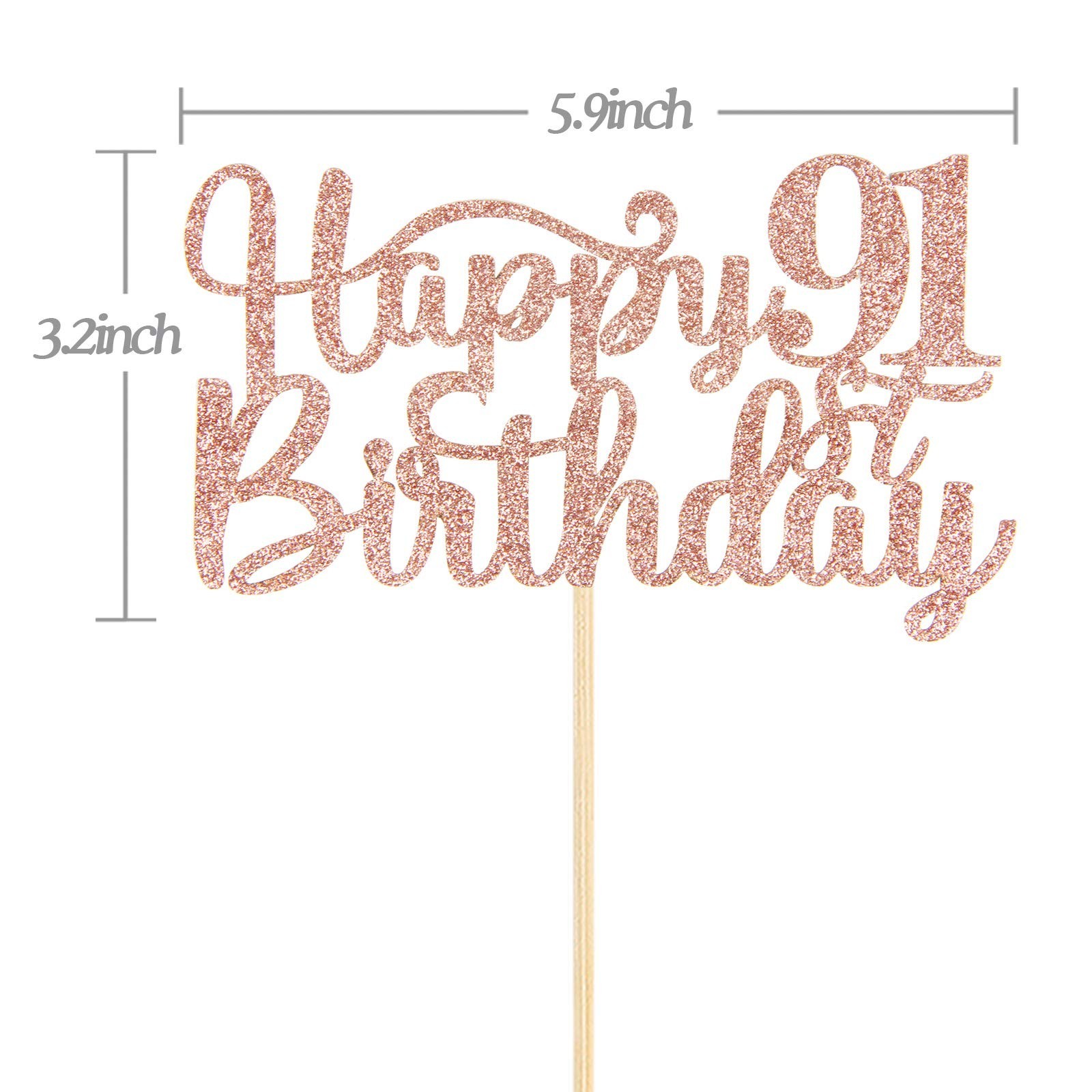 Happy 91st Birthday Cake Topper, 91st Birthday/Anniversary Party Supplies, Ch…