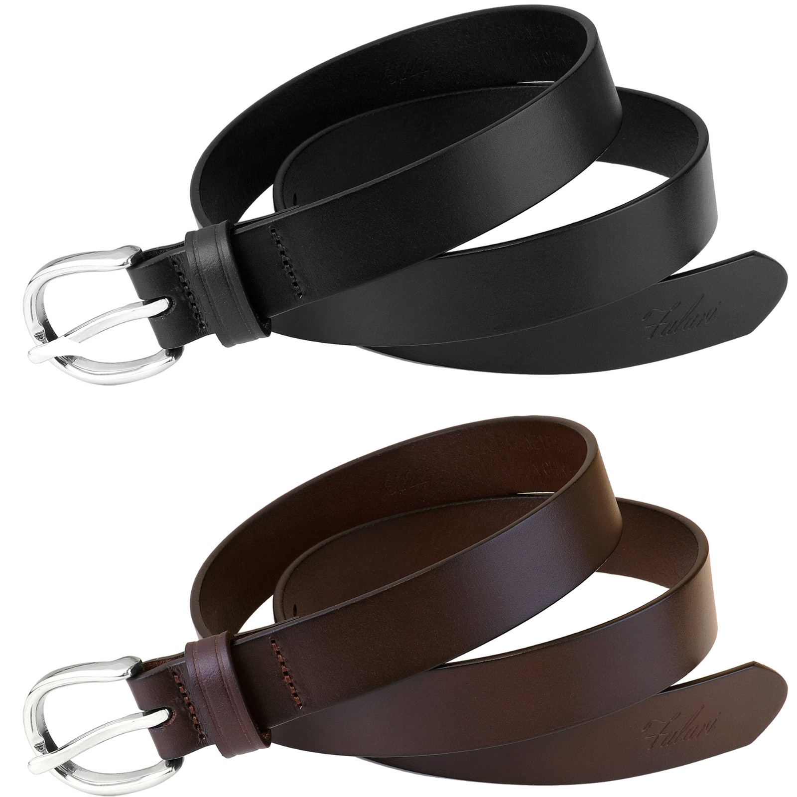 Falari Women Belt 1 inch Width Top Grain Leather Classic Style for Jeans Pants