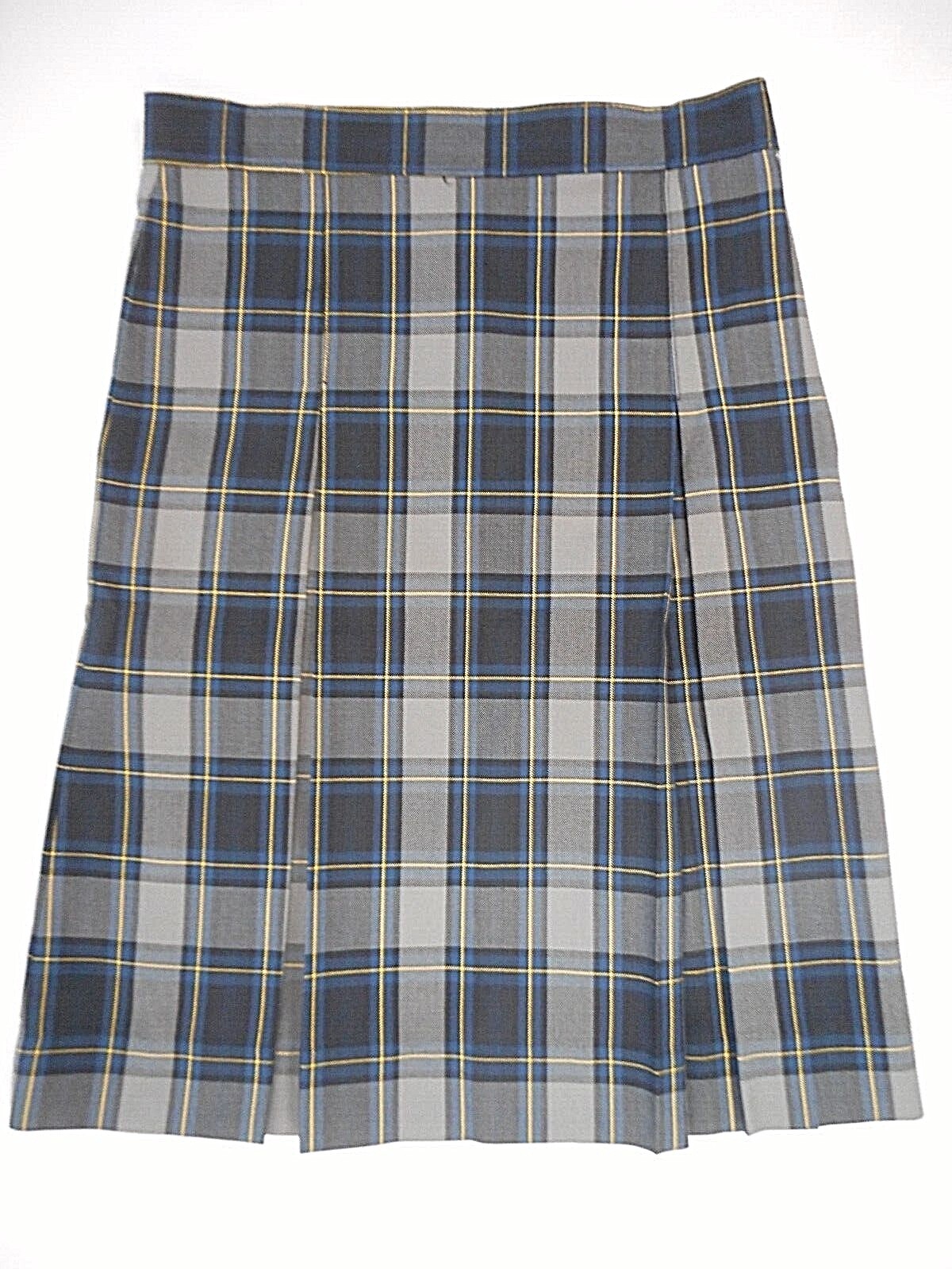 Girls A+ Blue & Gray Plaid Kick Pleat Uniform Skirt Jr. Sizes 26 Jr. – 42 Jr.