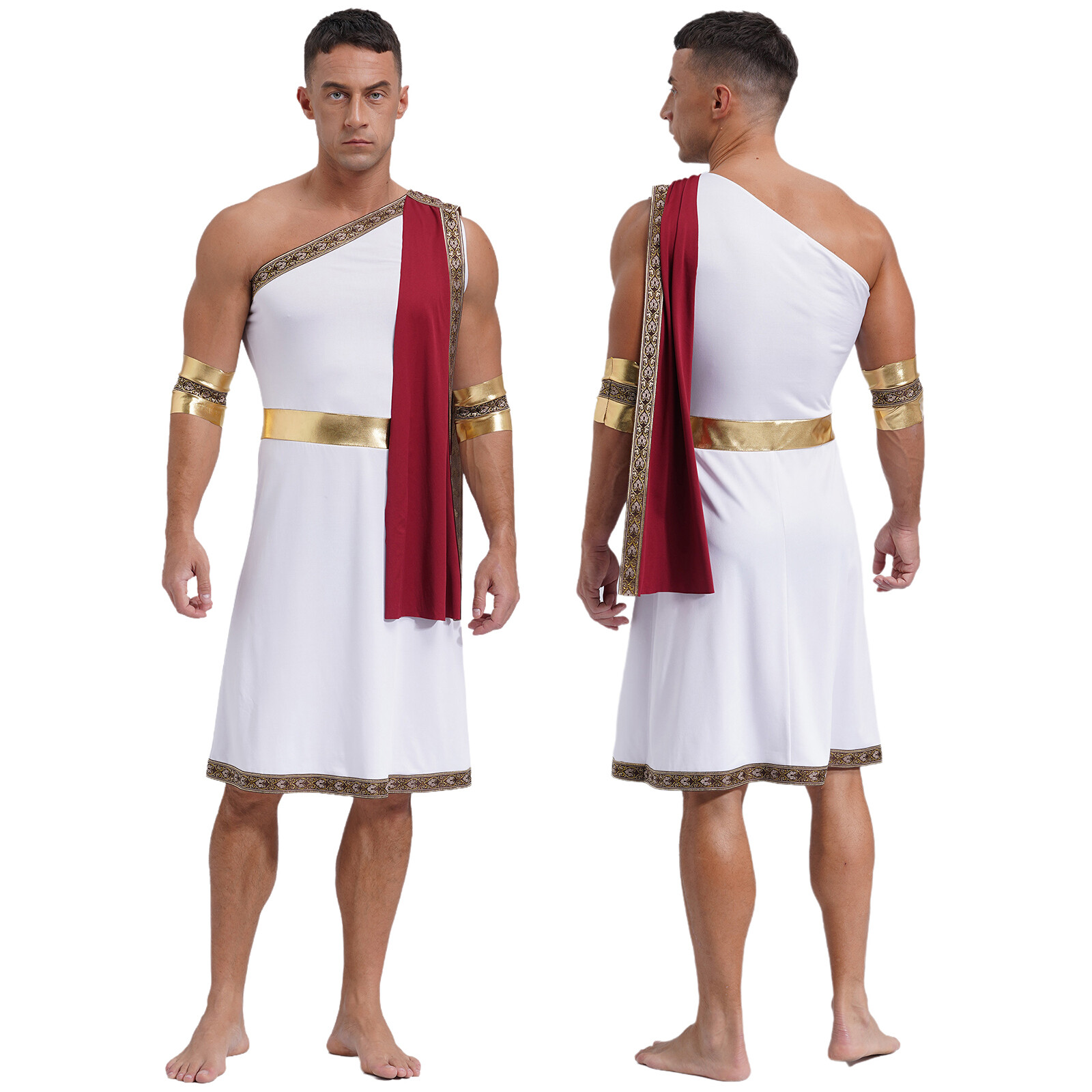 Sexy Men’s Ancient Greek Costume Roman Toga Set Cosplay Halloween Party Dress