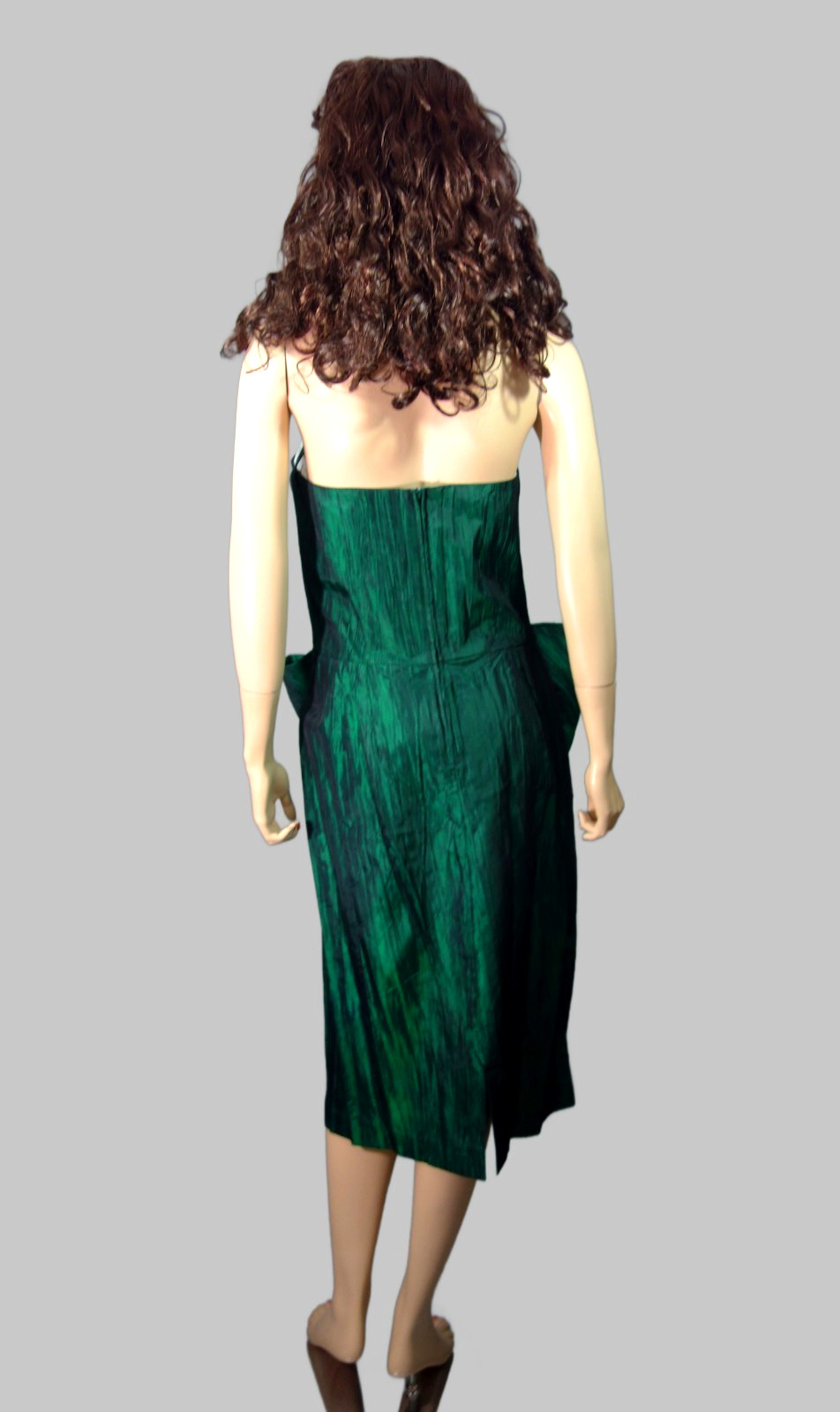 Vintage~LIZZY & JOHNNY~Textured Taffeta Sheath 14 Party Dress Huge Bow Tie Waist