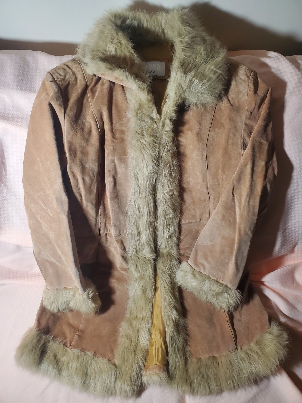 Vintage 90’s Wilsons Leather Maxima Penny Lane Faux Fur Collar Leather Coat Lg