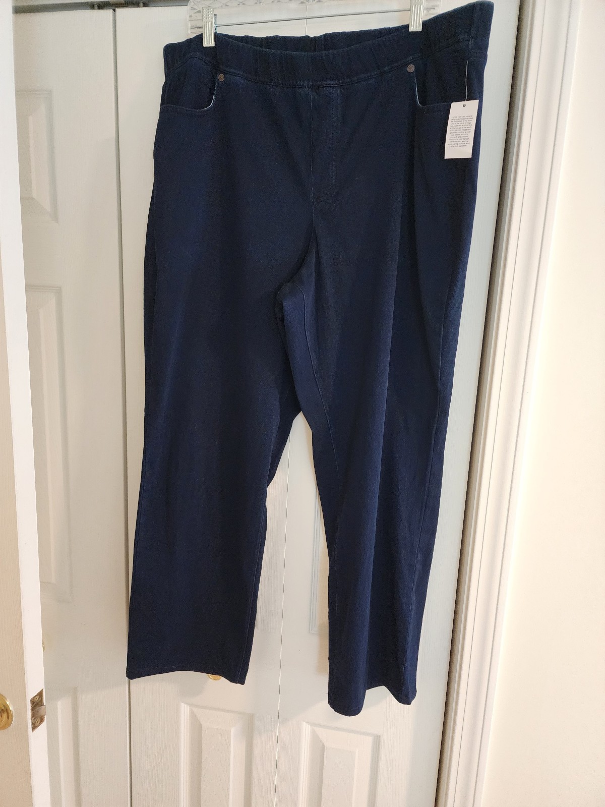 Lands’ End Starfish pull on Jeans 2X Plus Dark Indigo Wash Elastic Waist