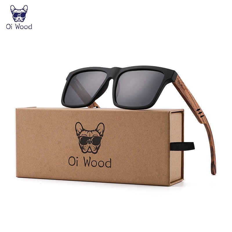 Oi Wood Polarized Square Sunglasses Men UV400 Mirror Sport Driving Glasses