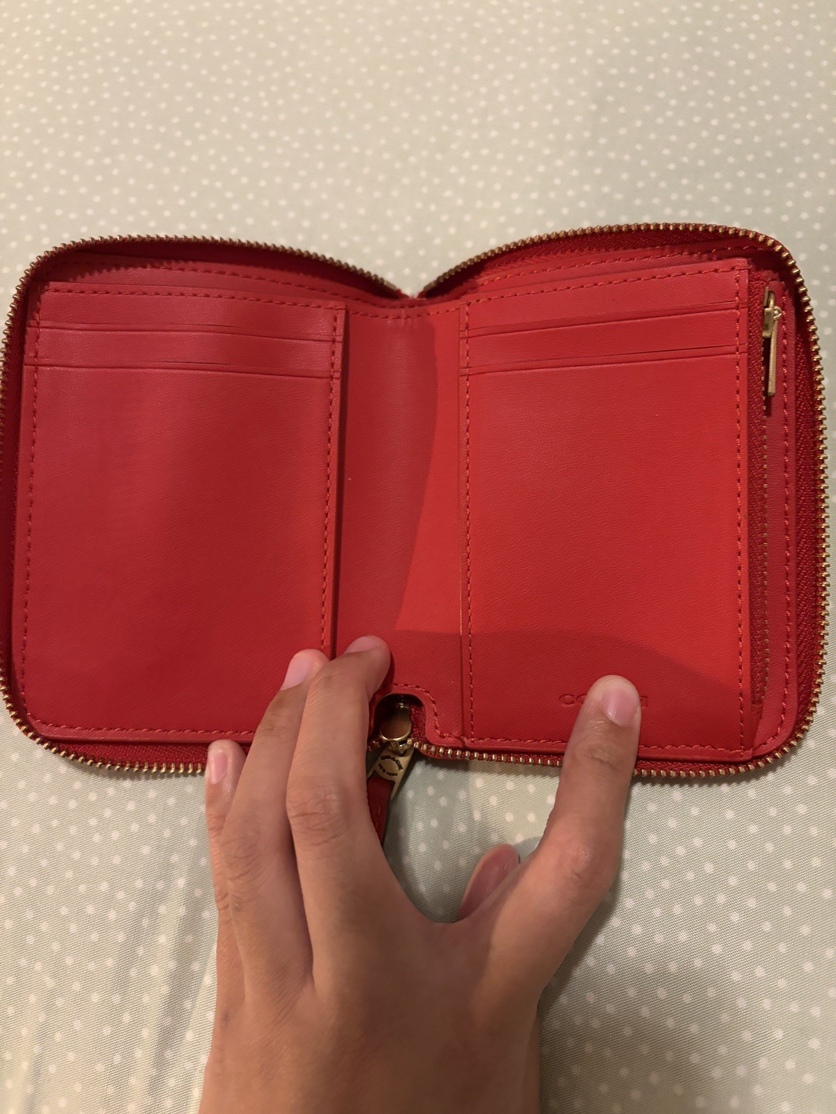 Coach Small Zip Around Wallet Leather Sport Red CF243B