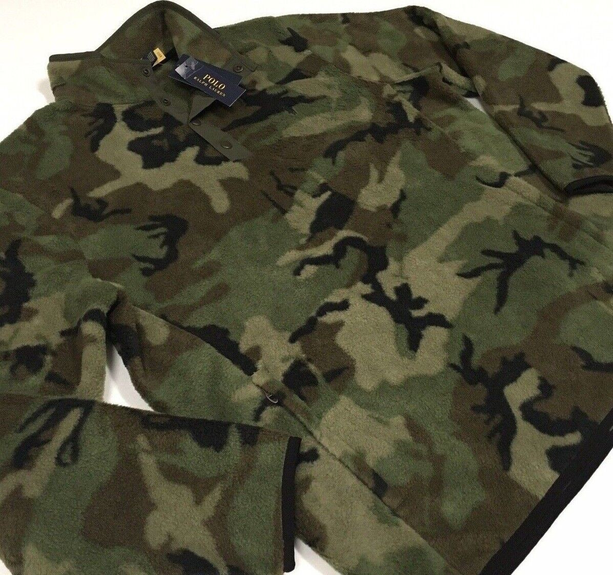 Polo Ralph Lauren Military Army Camo Sherpa Fleece Pullover Jacket Soldier Camp