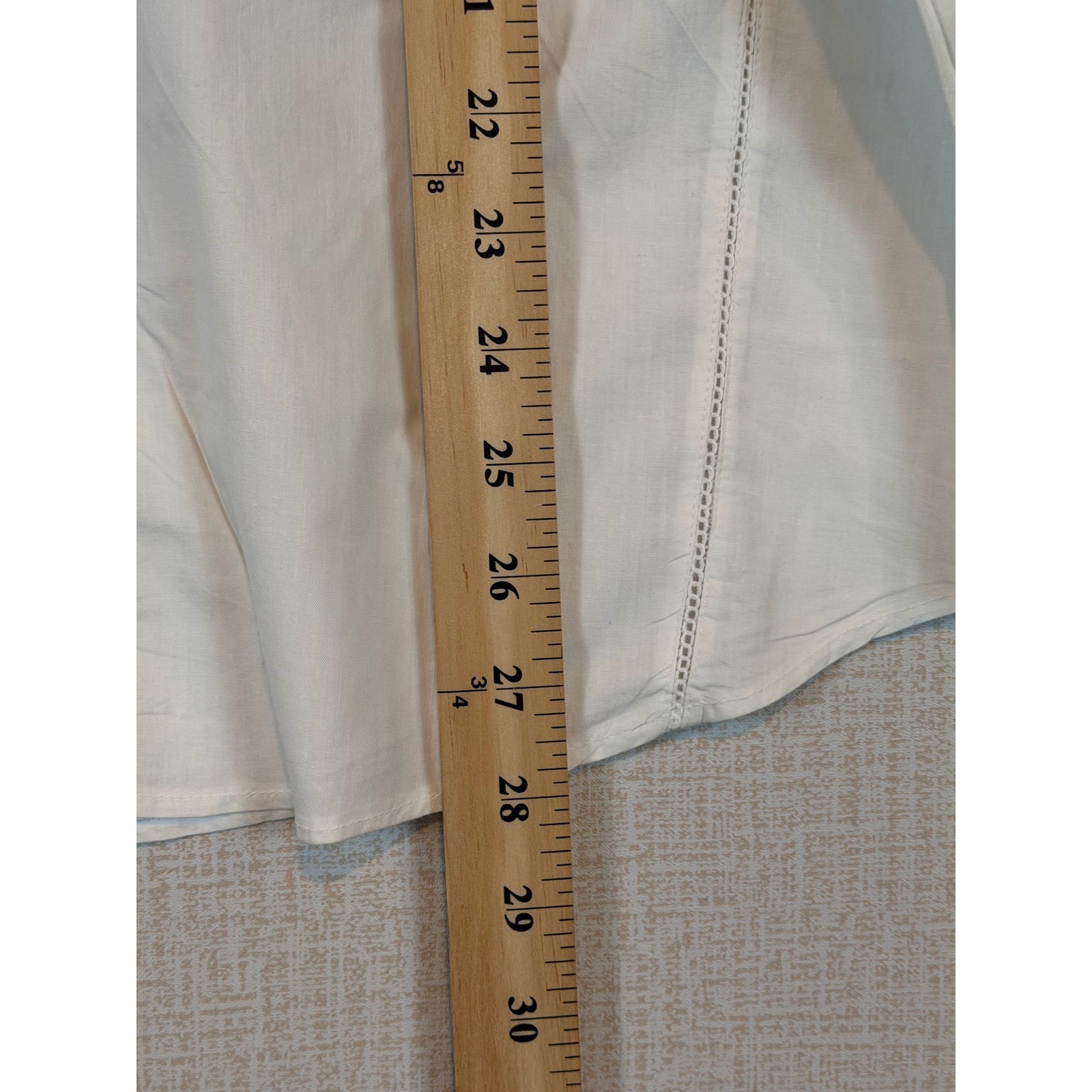 Karma White Cotton Embroidered Button Down Shirt L/S Boho Style •M• Guayabera
