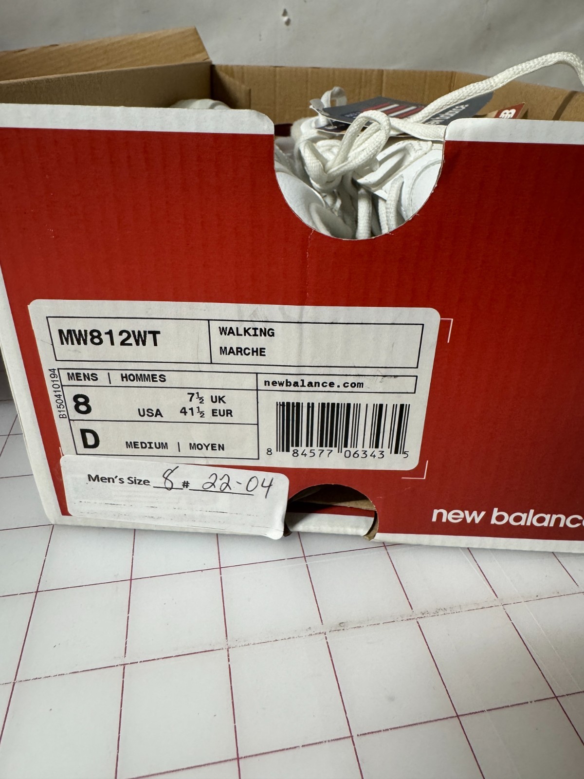 New Balance Men’s Walking Shoe, MW812WT White 8 Size Medium