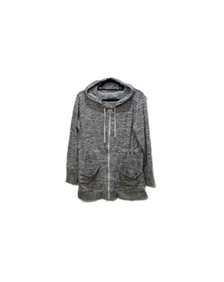 ATHLETA Womens Gray Ash Cinch Waist Zippered Hoodie Size M Pockets Thumb Holes