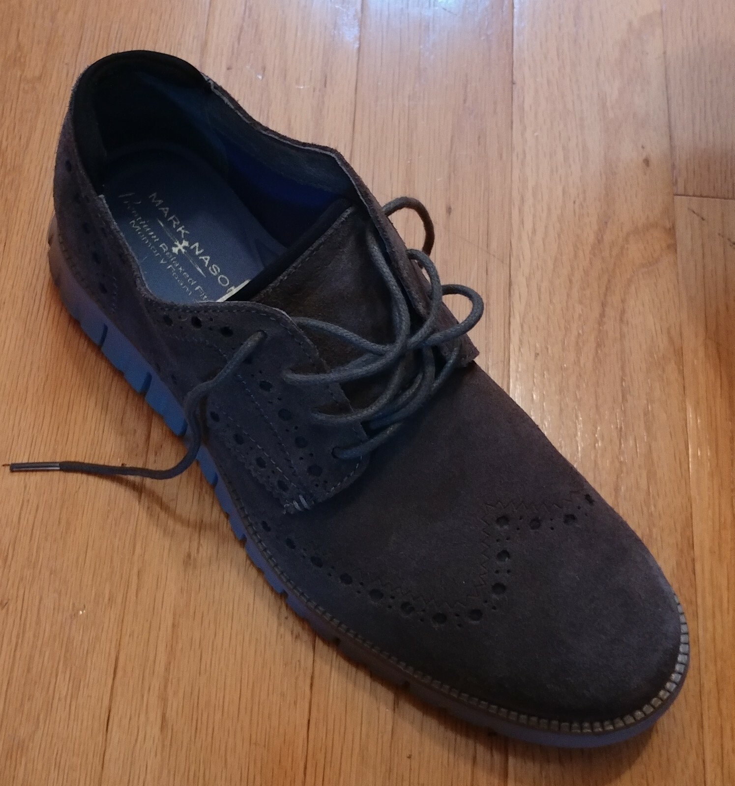 MARK NASON TREMONT MEN’S GRAY SUEDE PREMIUM RELAXED FIT WINGTIP OXFORDS SIZE 11