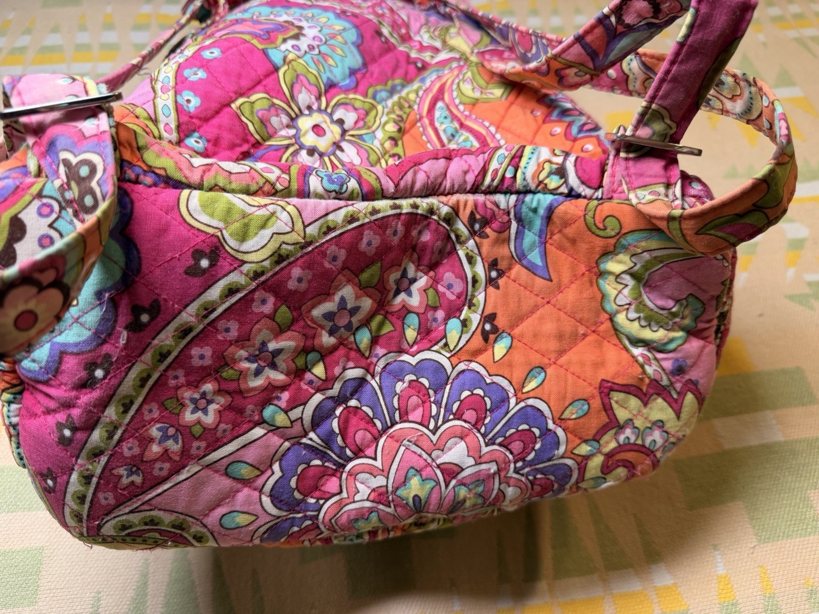 Vera Bradley Medium Backpack Pink Swirls Retired Quilted Cotton Paisley 2010s