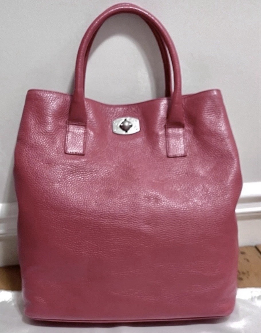 FURLA Appaloosa Bag Raspberry/Dark Pink Pebbled Leather 14×12.5×5.5” Large EUC