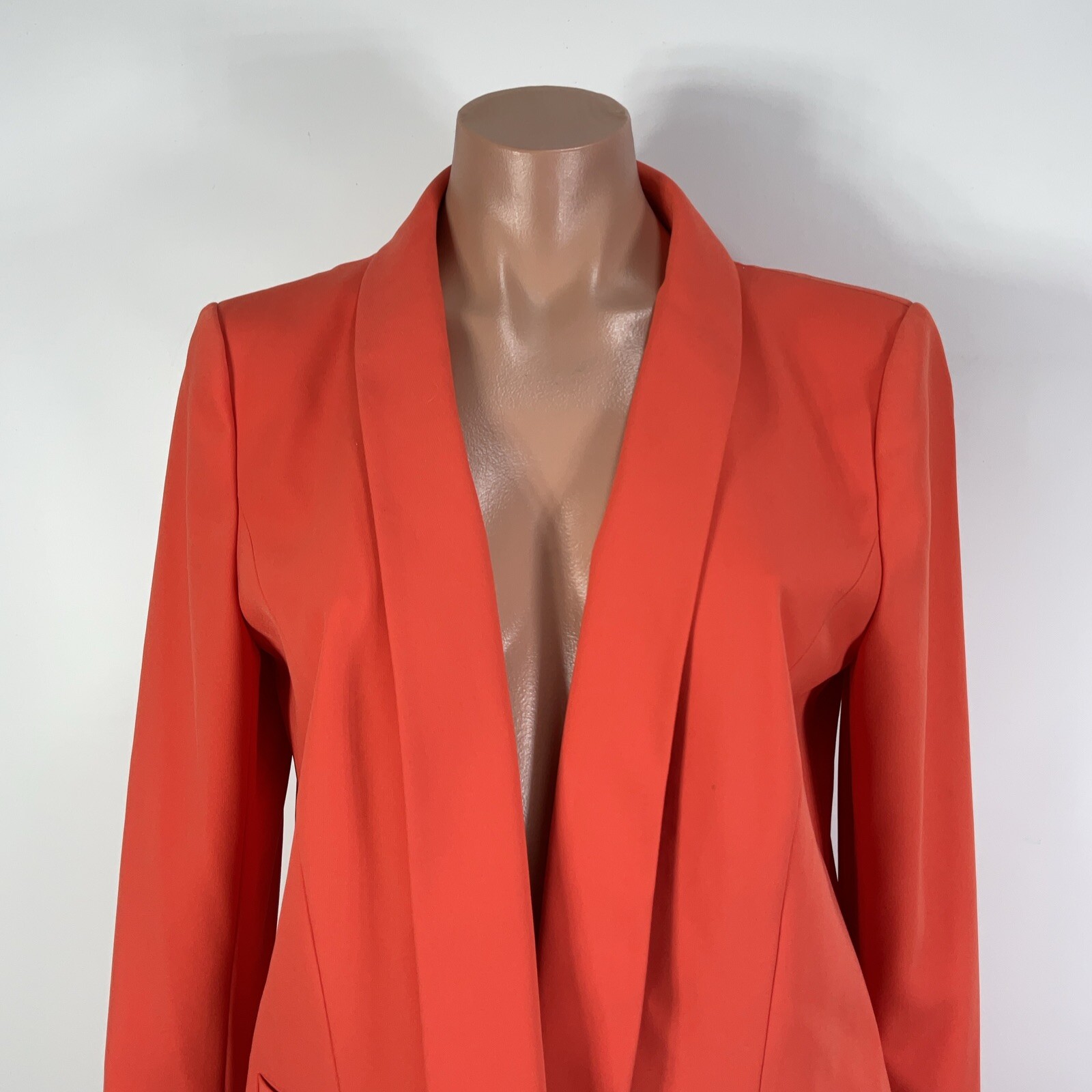 Trouvé Women’s Draped Collar Blazer Jacket Coral Open Front Structured sz M