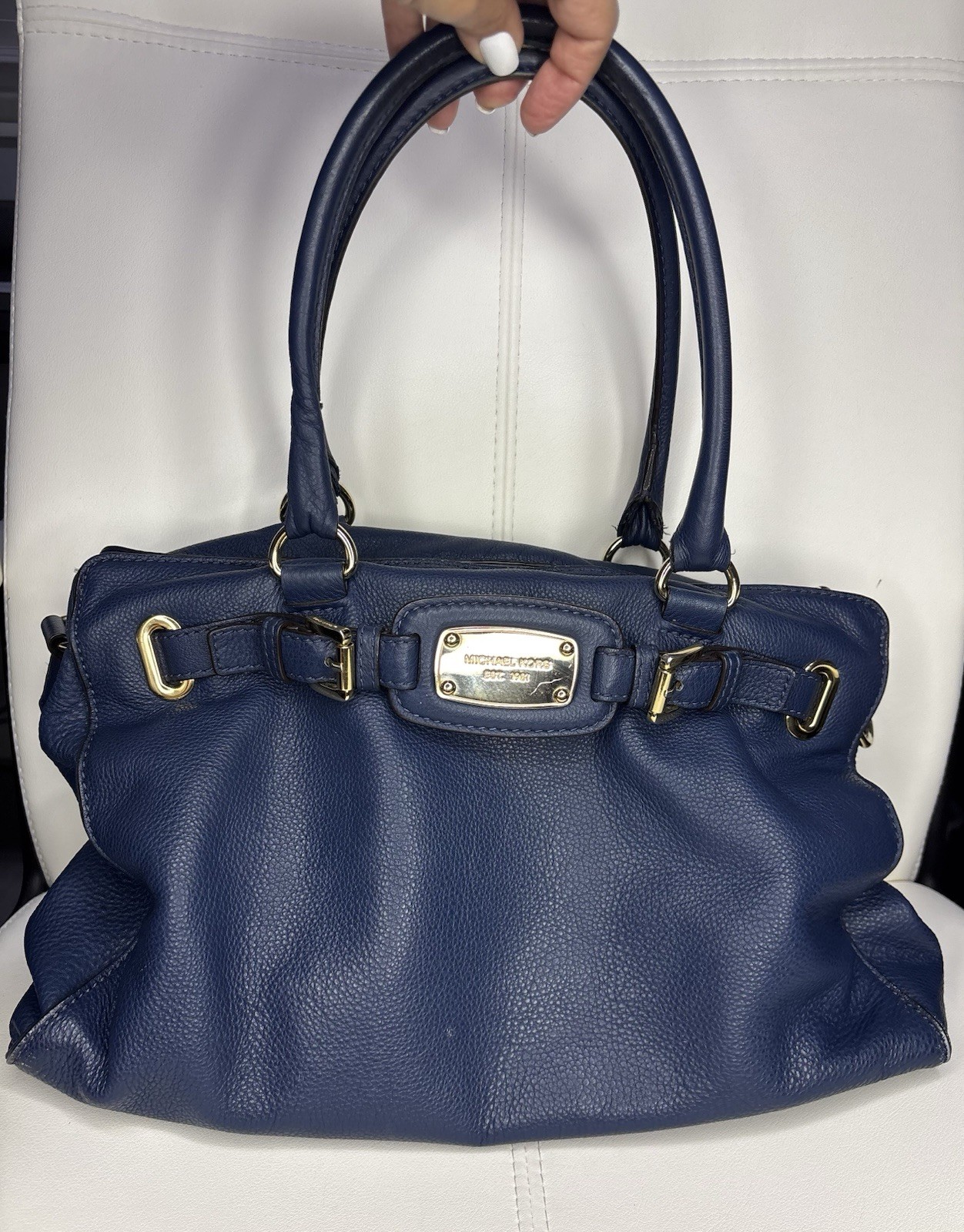 Michael Kors Women’s Navy Blue Satchel Soft Leather Crossbody Handbag