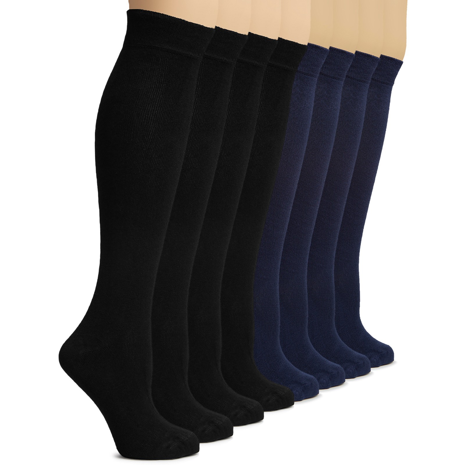 Women Bamboo Knee High Casual Socks, Size 5-8/8-11, 8 Pairs, by Hugh Ugoli