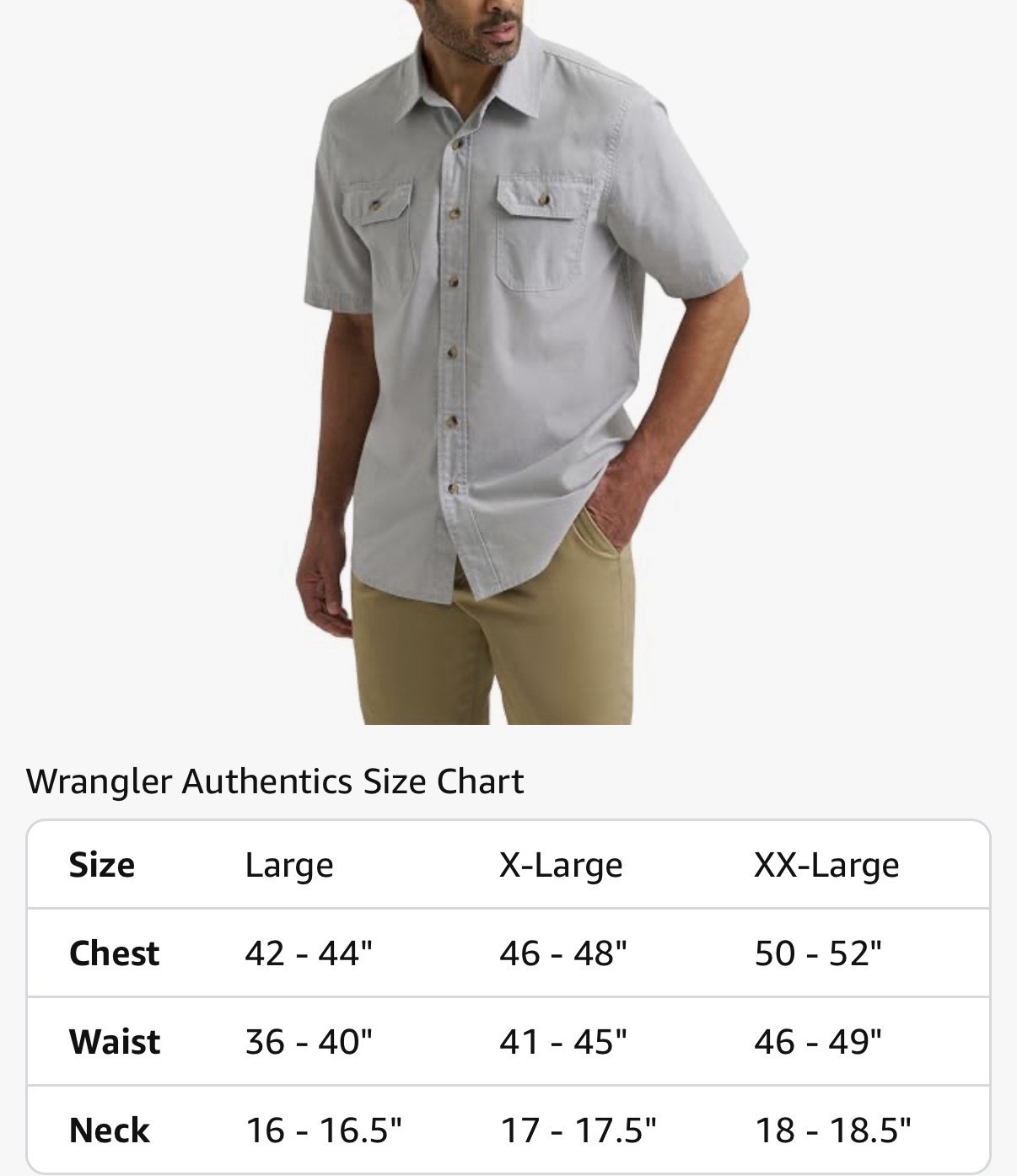 Wrangler Authentics Men’s Gray Solid Short Sleeve Button-Up Shirt L/XL