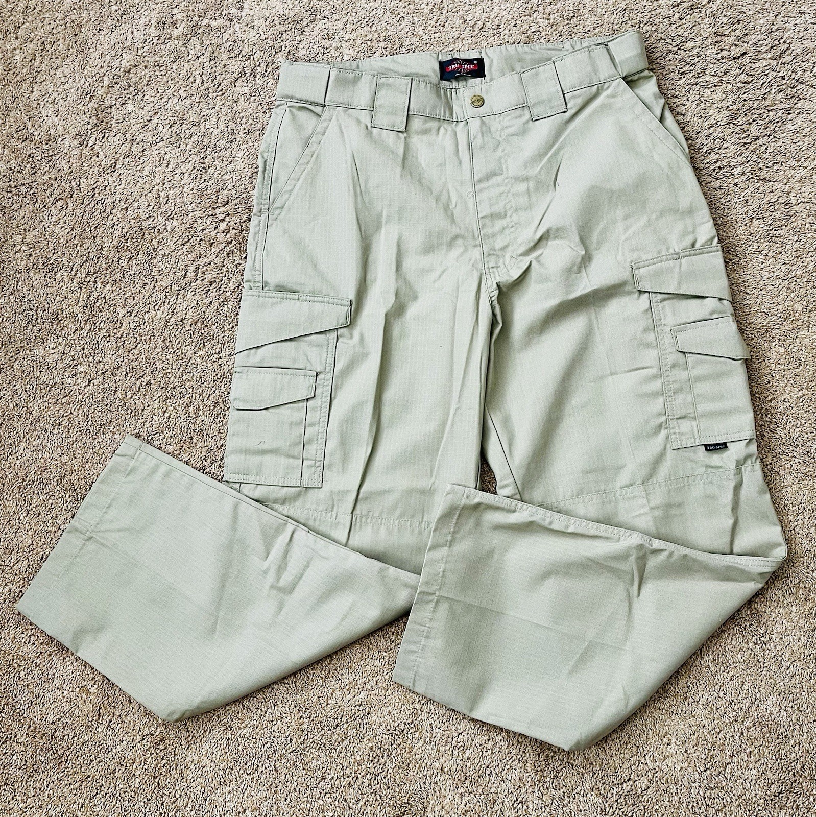 Tru-Spec Tactical Cargo Pants Mens 36/30 Khaki Excellent Ripstop Work Trousers