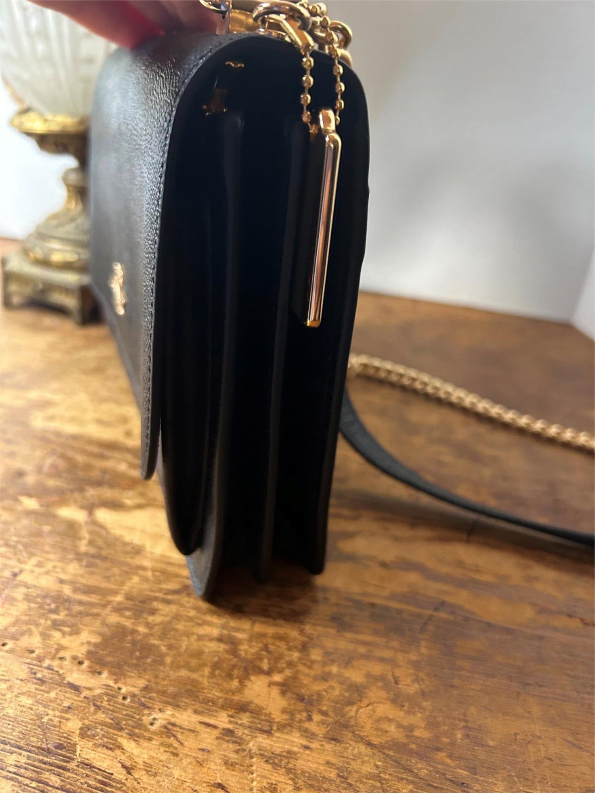 NW0T Coach Klare Crossbody Shoulder Handbag in Crossgrain Brown Black Gold 91019