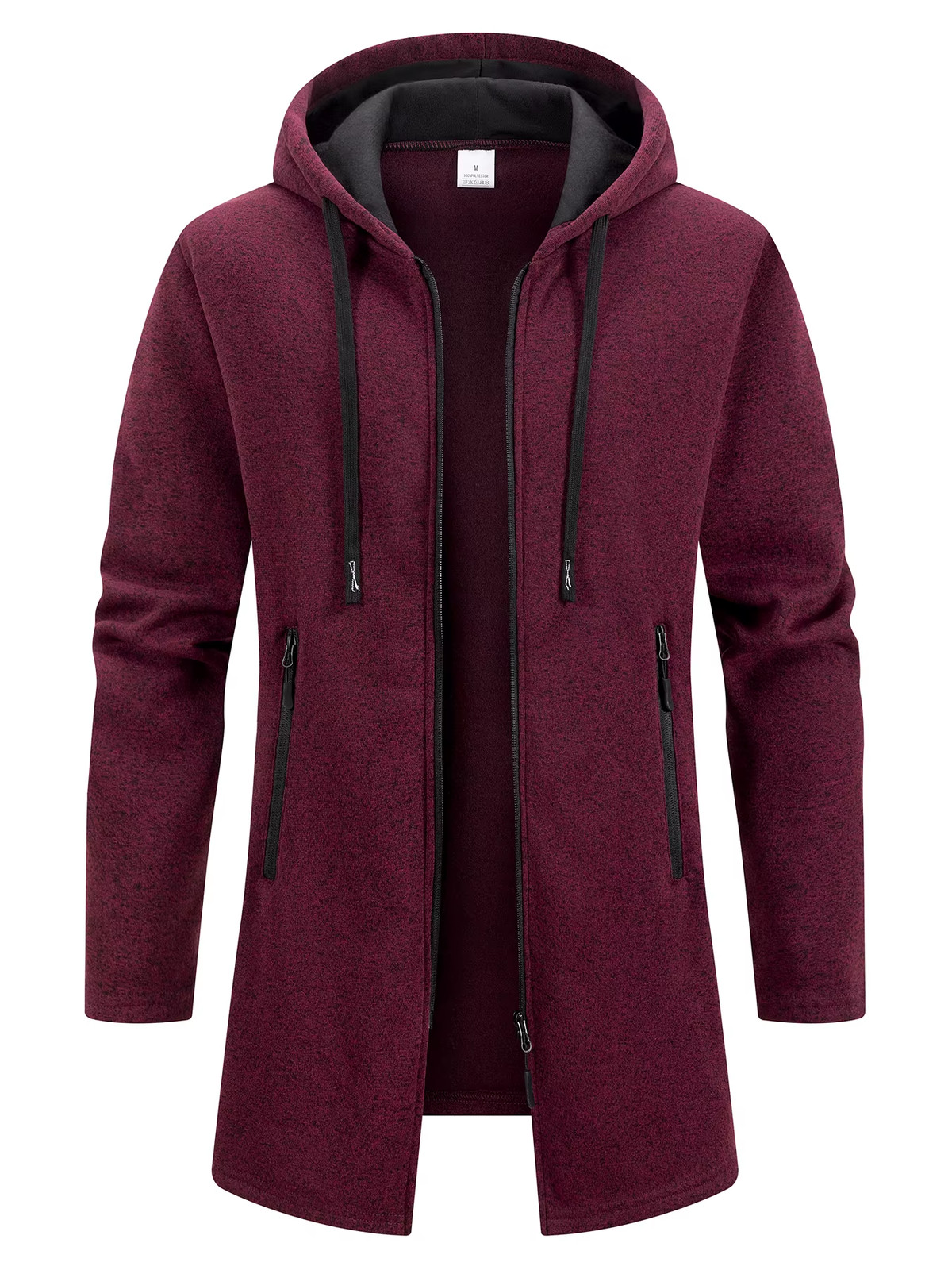 Streetwear Men’s Oversize Hooded Zipper Sweatshirt Winter Warm Jacket Coat