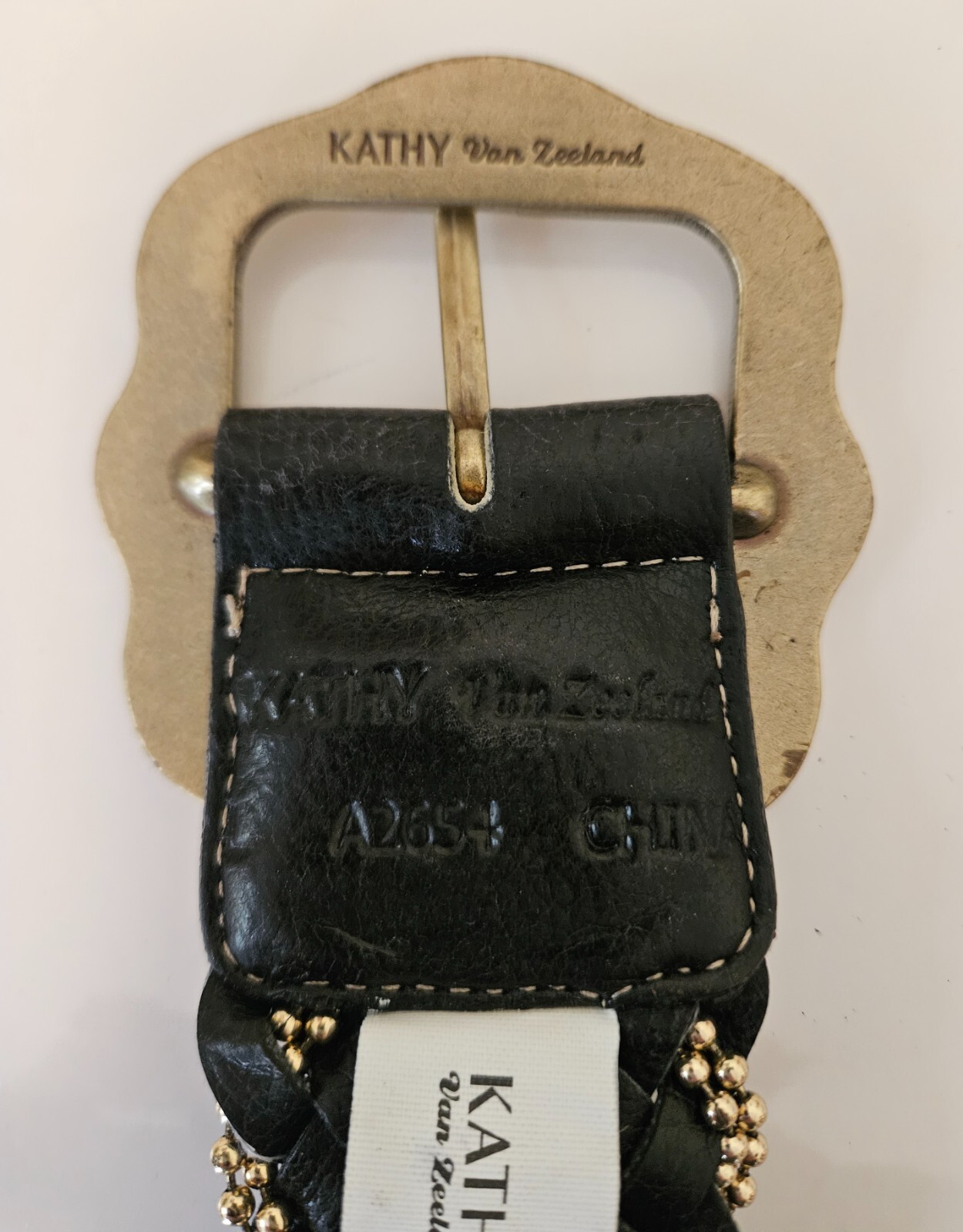 Kathy Van Zeeland Belt Black Woven Bead Man Made Material Design Large