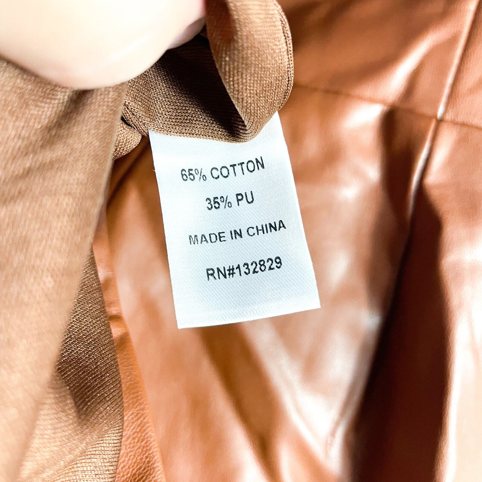 Superdown Briar Faux Leather Romper Brown Strapless Vegan Sz M