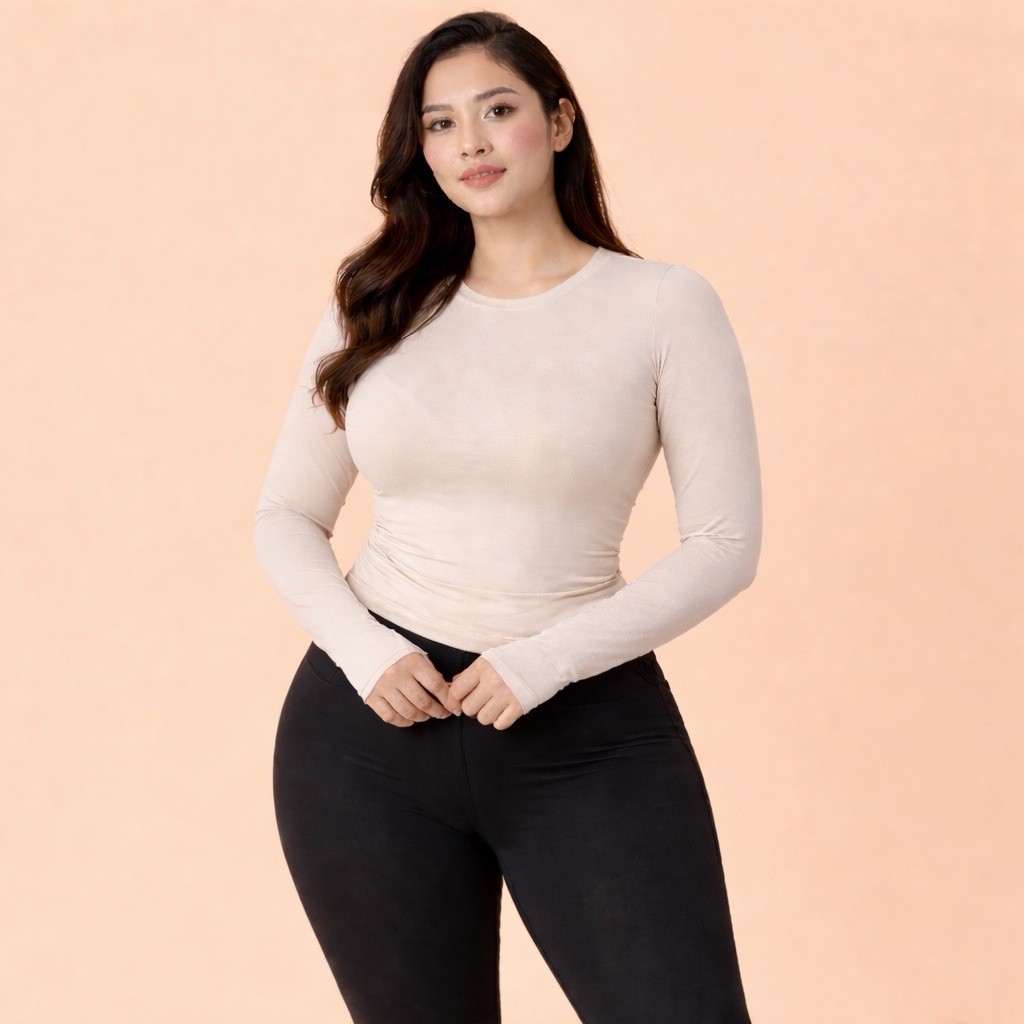 Blogilates Women’s Twisty Long Sleeve Top Cream Size L