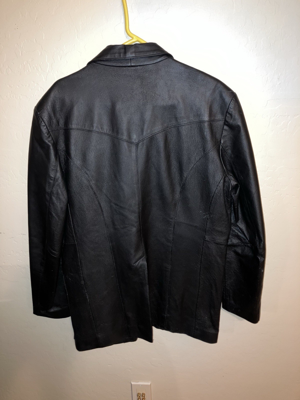 Mario Lentini Unisex Black Leather Coat Size L Excellent Condition