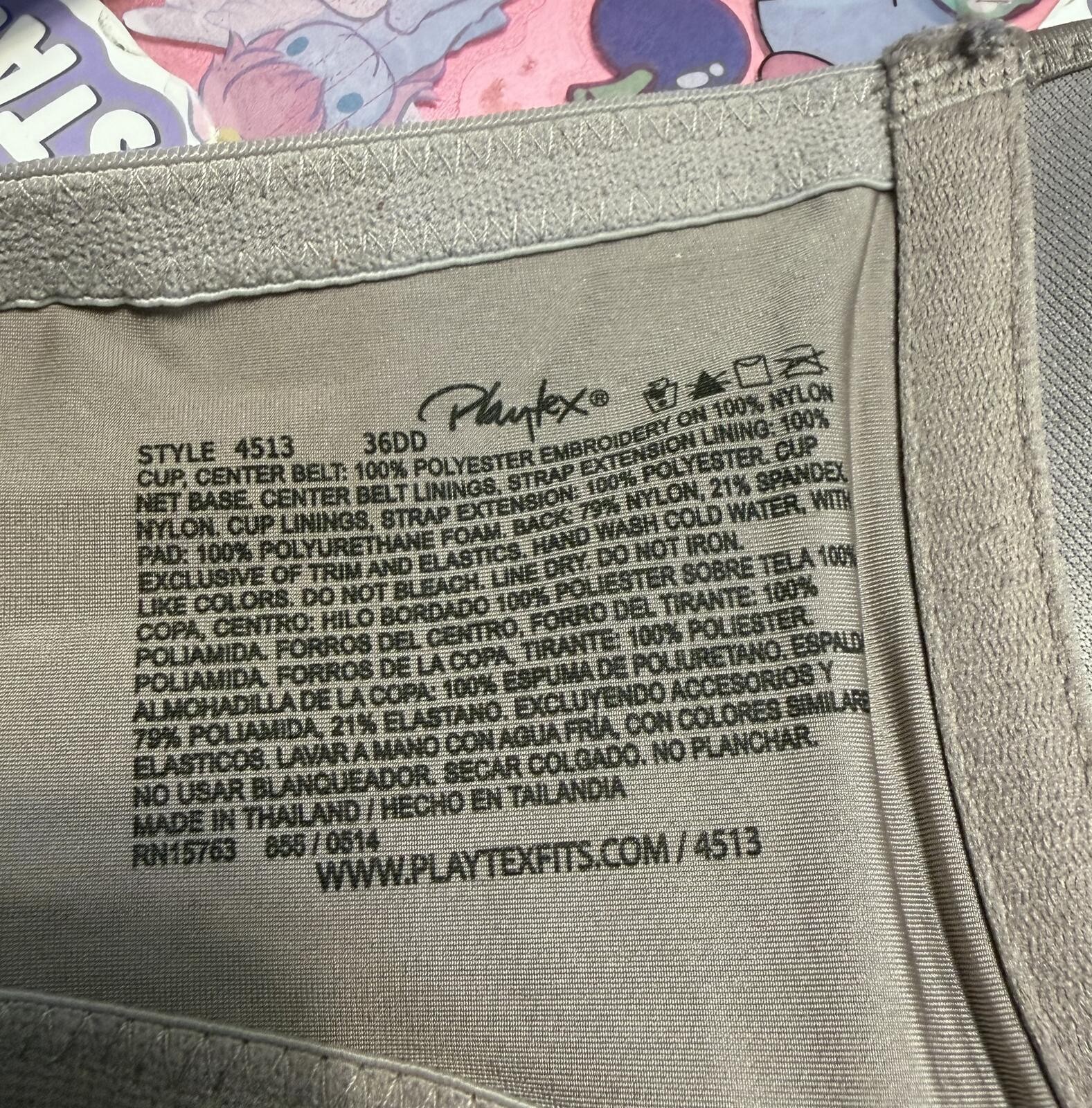 BRA Playtex 4513 Lace Underwire Bra 36DD Taupe Mauve