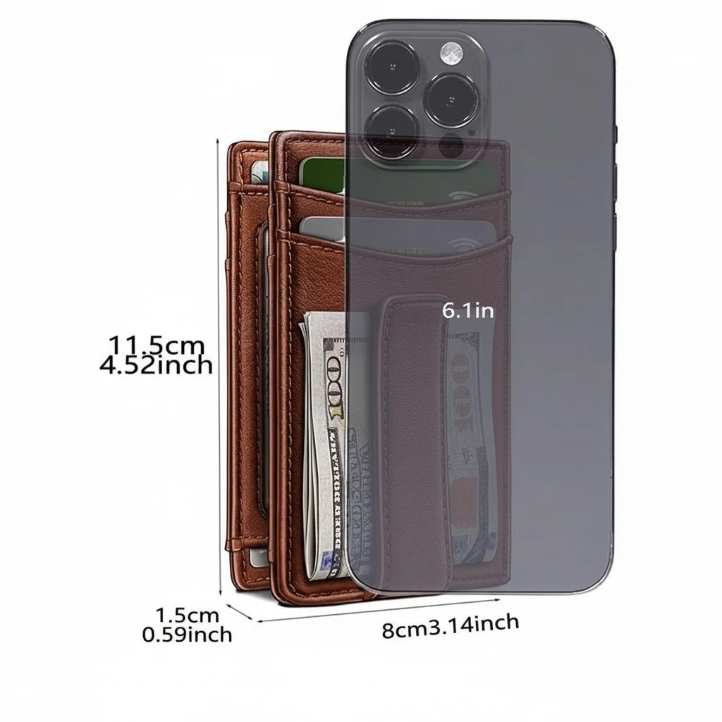 Men’s RFID Leather Wallet Ultra Slim Bifold with ID Window & Card Holder