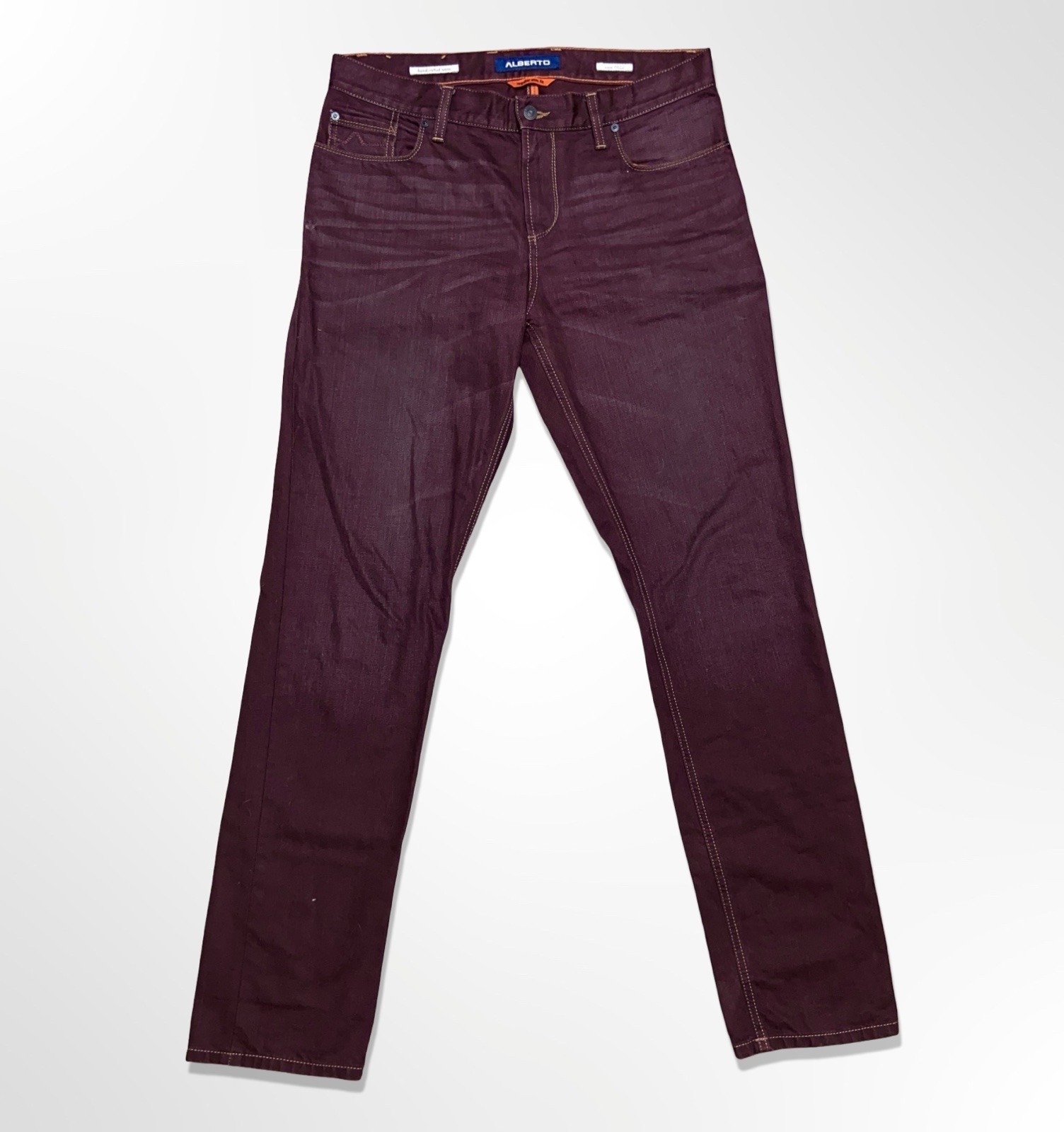 Alberto Jeans Pipe Regular Slim Fit Men’s 34×34 Burgundy Colored Denim