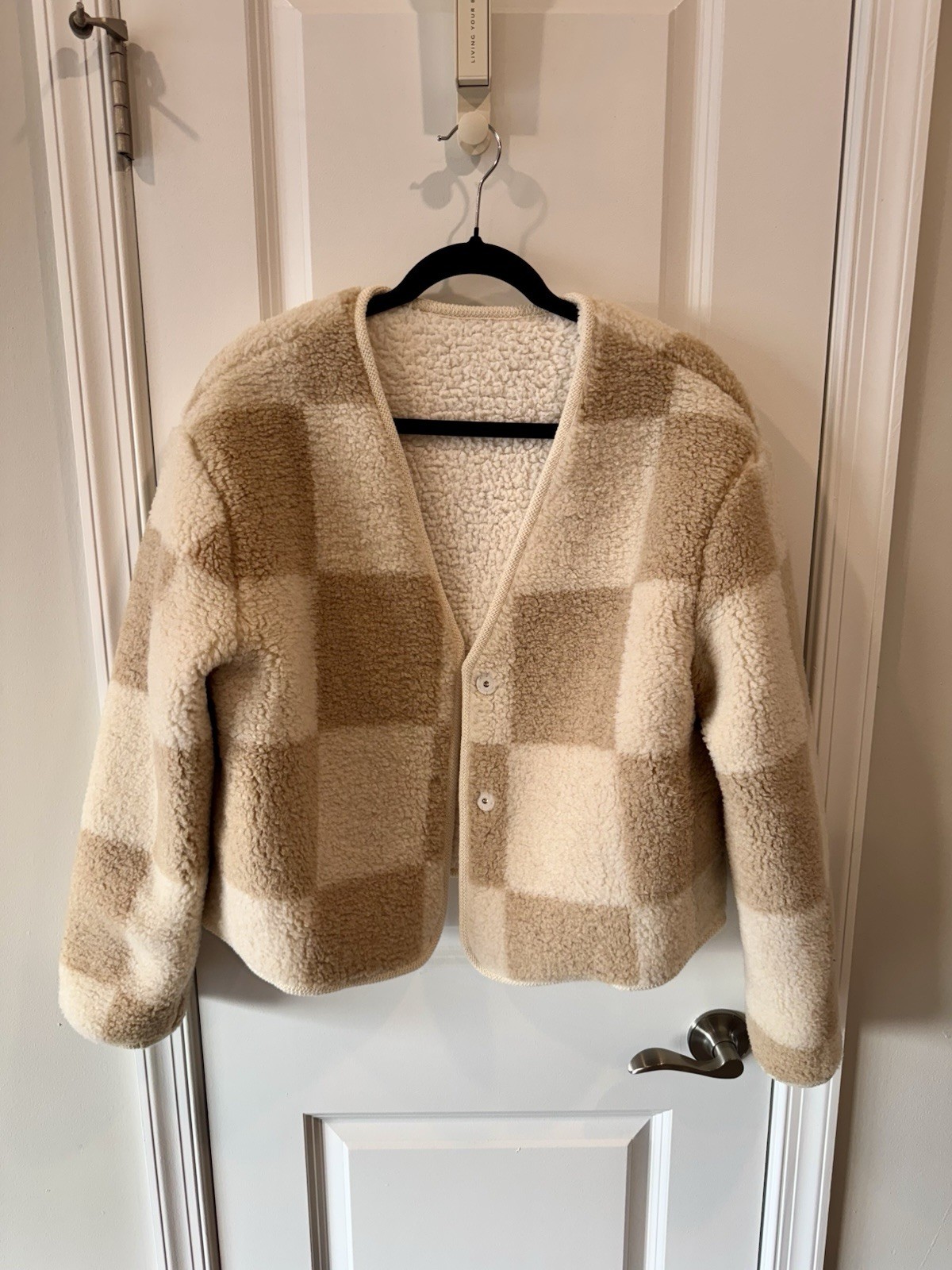 Source Unknown Womens TikTok Viral Jacket & Vest Bundle Brown Cream Checkerboard
