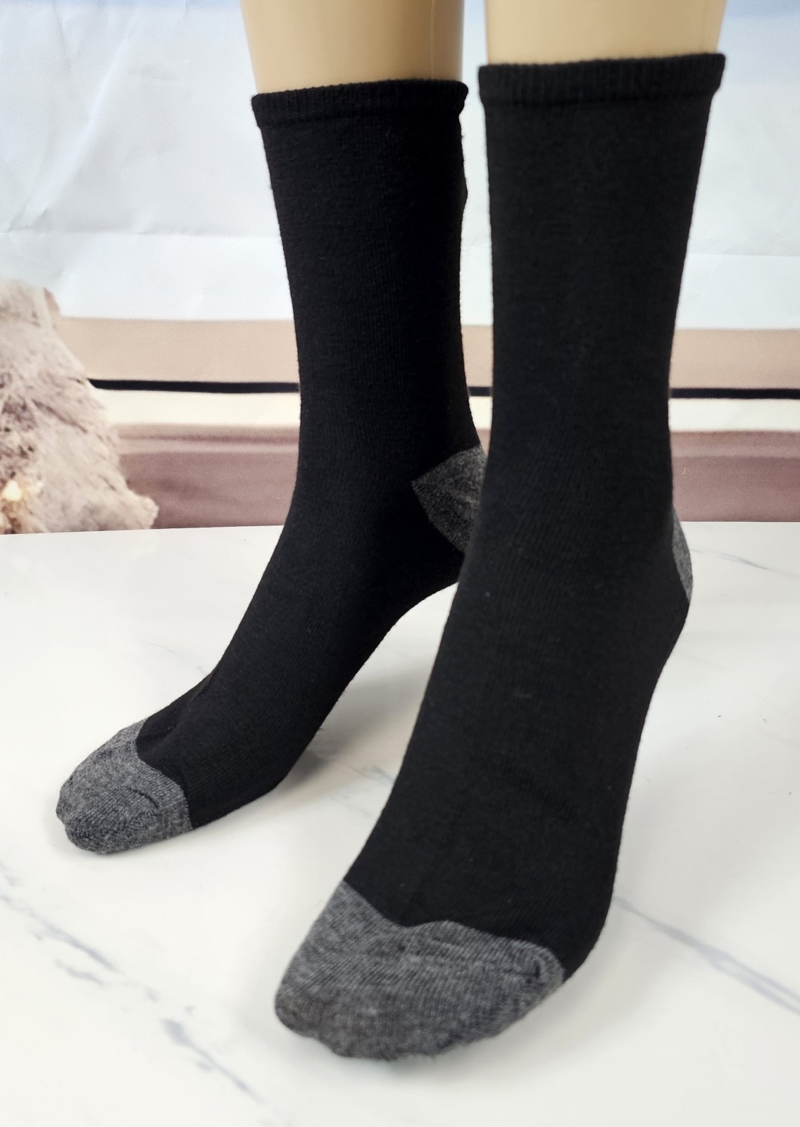 30 Pair Black Socks – One Size, Grey Toe, Dress Business