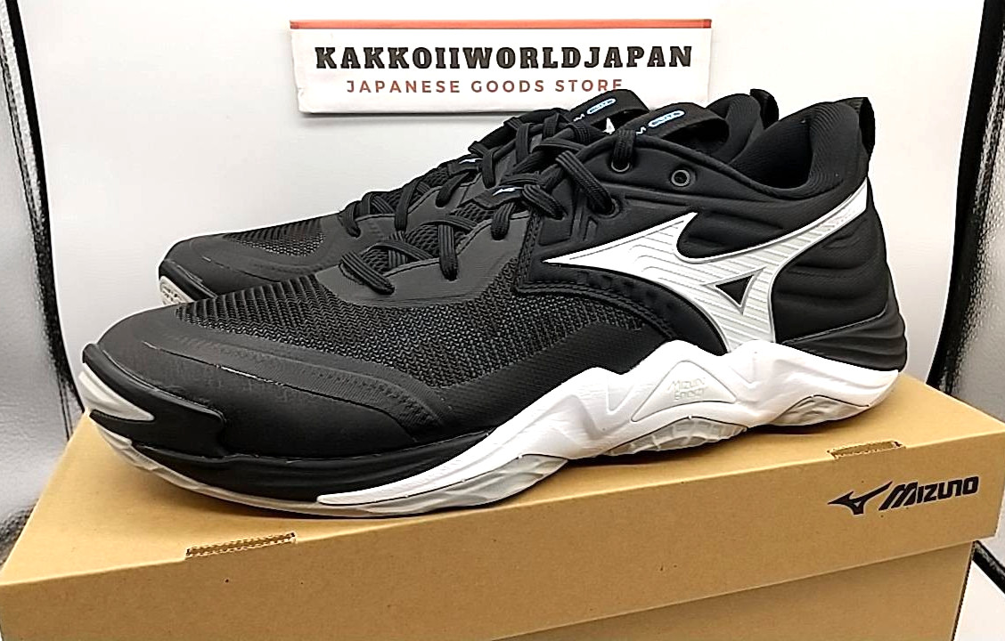 Mizuno Volleyball Shoes WAVE MOMENTUM ELITE Black/Metallic Gray/Blue V1GA251254