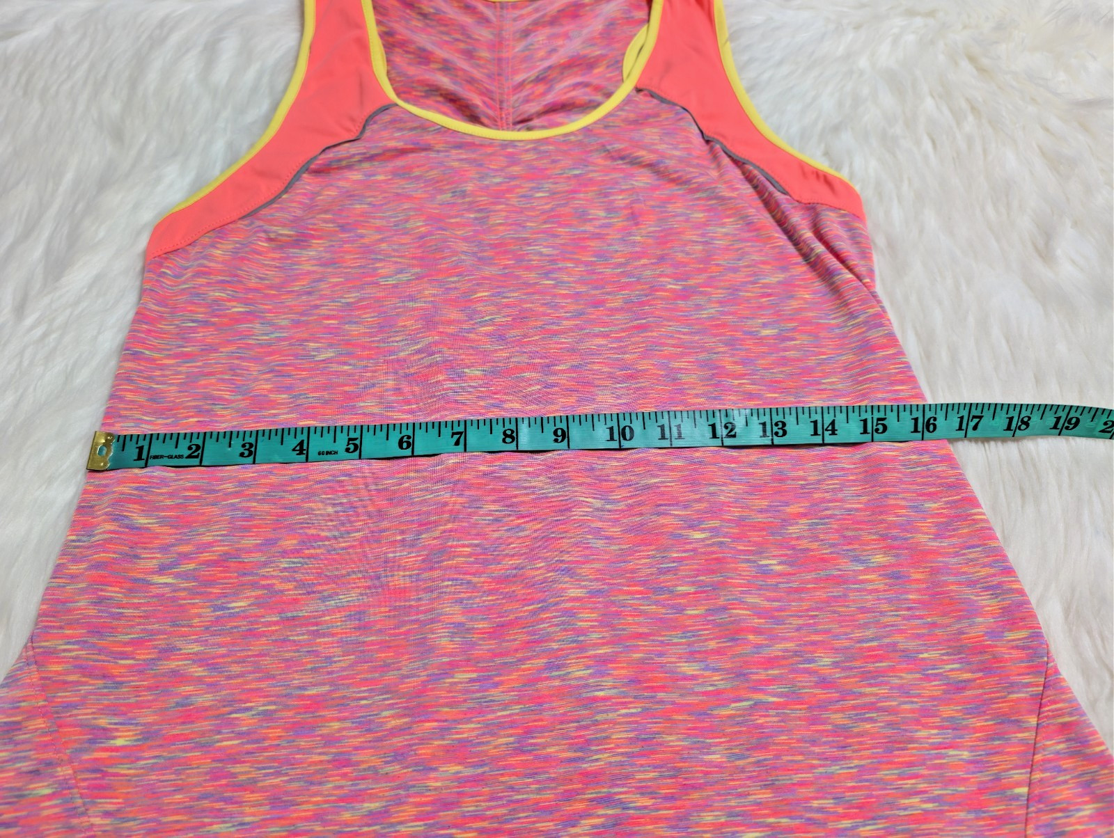 Tangerine Top Women Large Rainbow Peach Yellow Racerback Active Tank Workout