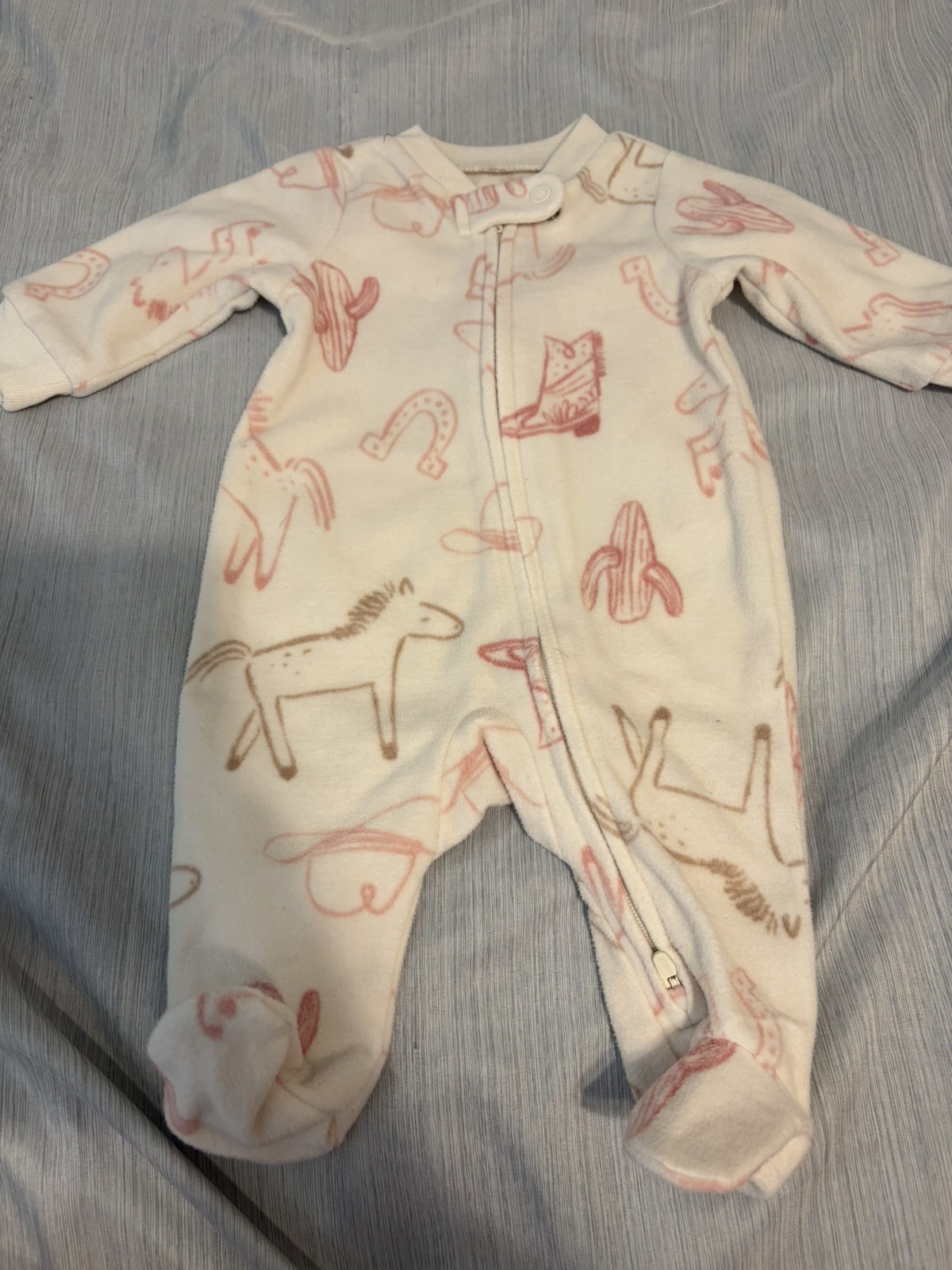 Carter’s Baby Girl Fleece Footed Sleeper – Newborn – Rodeo design