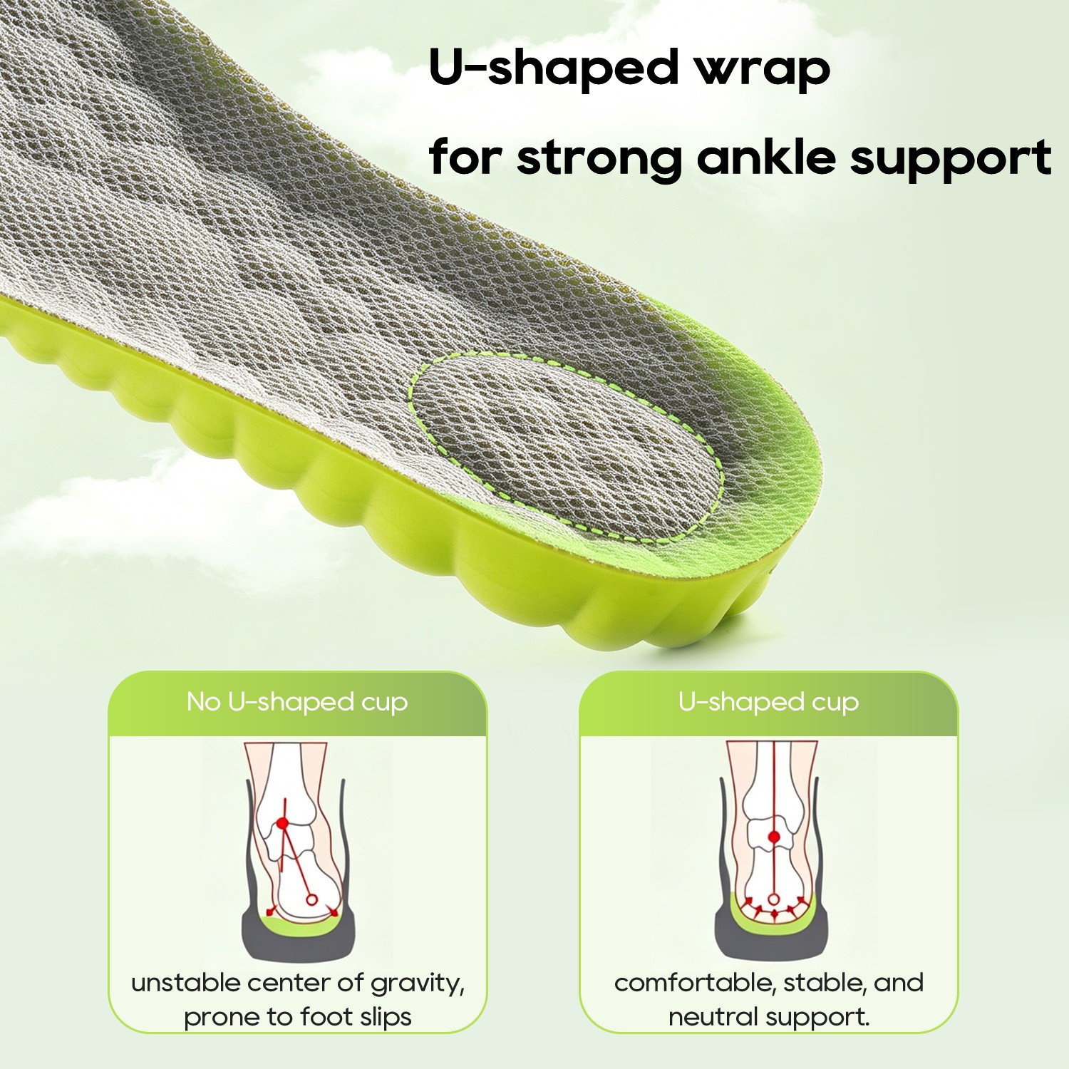 4D Cloud Height Increasing Insoles Anti-Stink & Sweat-Absorb Unisex for US 7-12