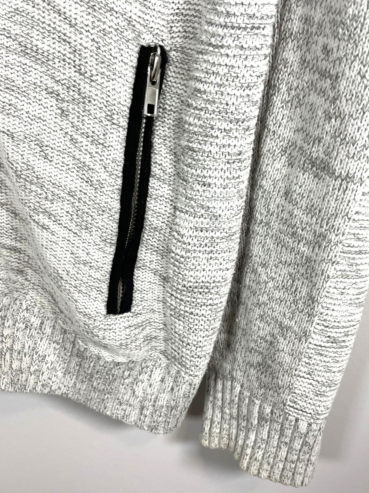 GUESS Los Angeles Zip Front Knit Sweater Jacket Gray Cotton Blend Women’s M