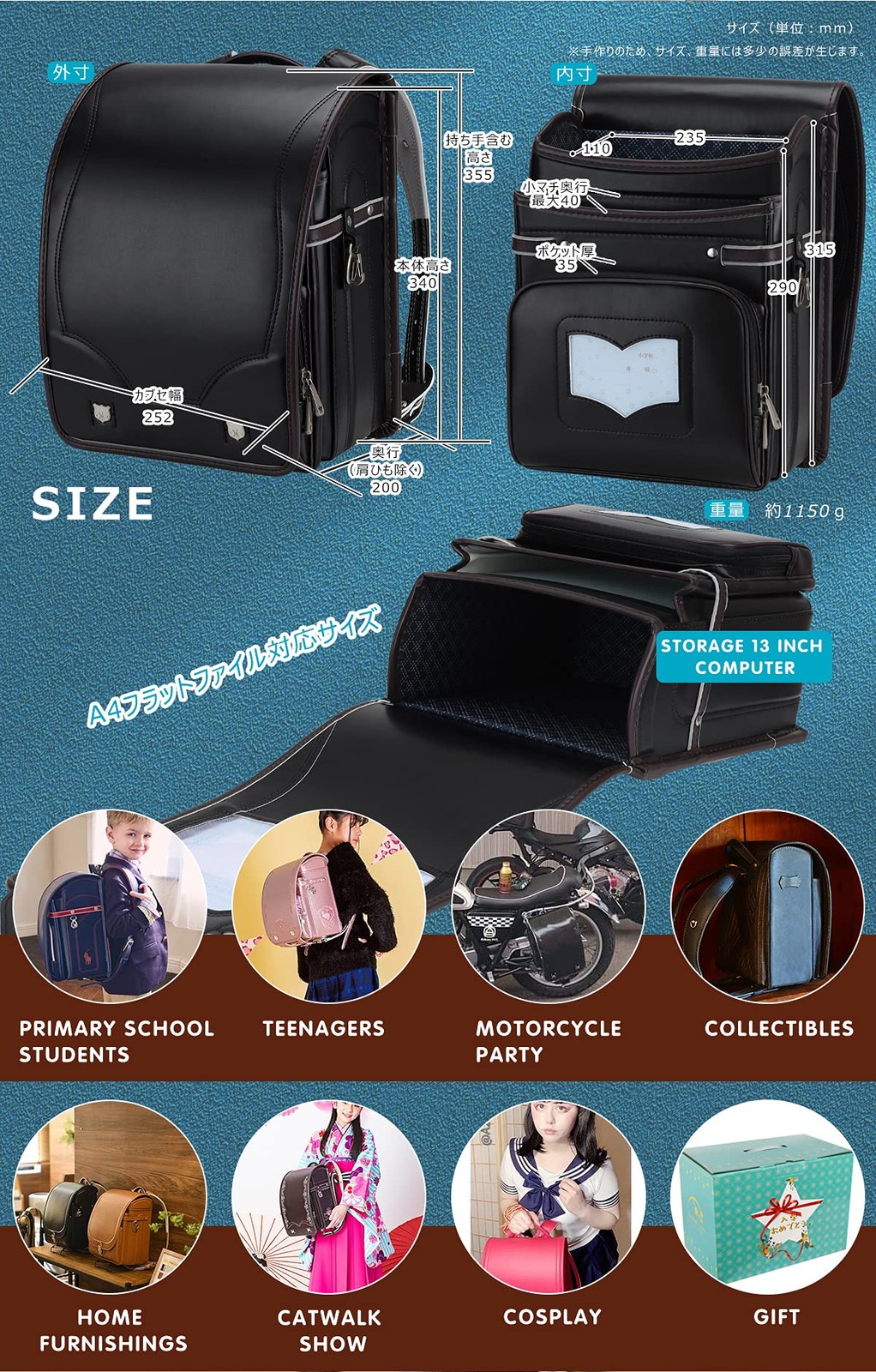 Ransel Randoseru Backpack Semi-automatic satchel Japanese school bag for girl…