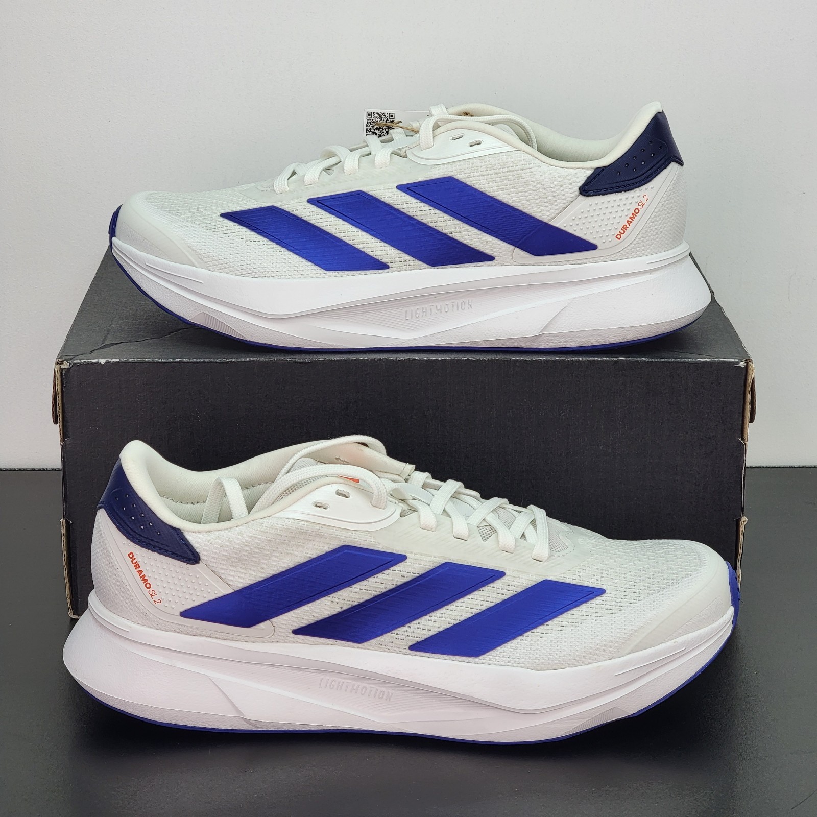 Adidas Duramo SL Men’s Size 10 Running Shoes White Blue Athletic Sneakers