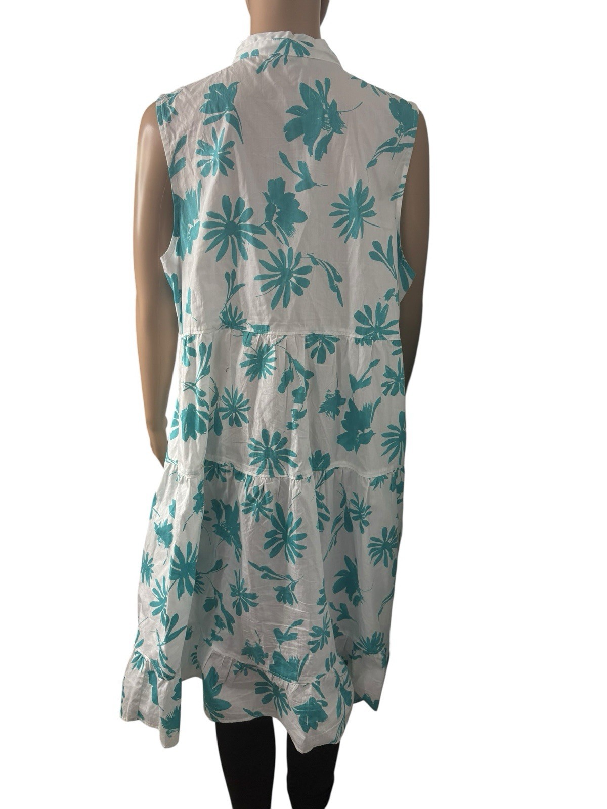 Rosso35 Pure Cotton Sleeveless Tiered Summer Dress Italian Size 50