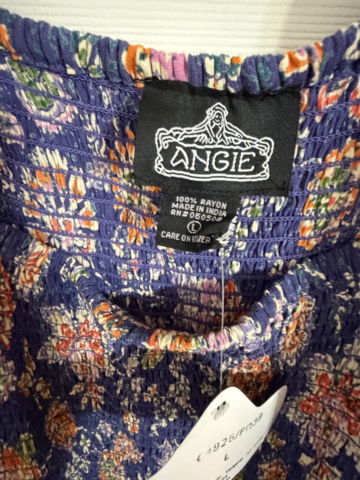 NWT Angie Floral Large Flutter Sleeve Dress Smocked Blue Multicolor