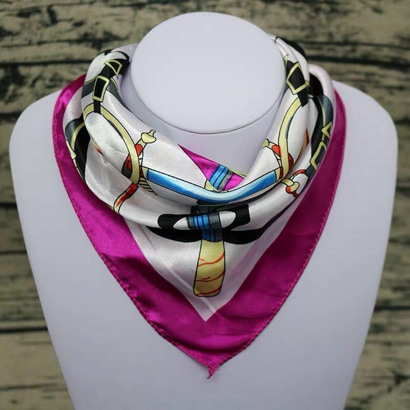 Women Elegant Square Silk Feel Satin Scarf Small Vintage Head Neck Hair Tie Band
