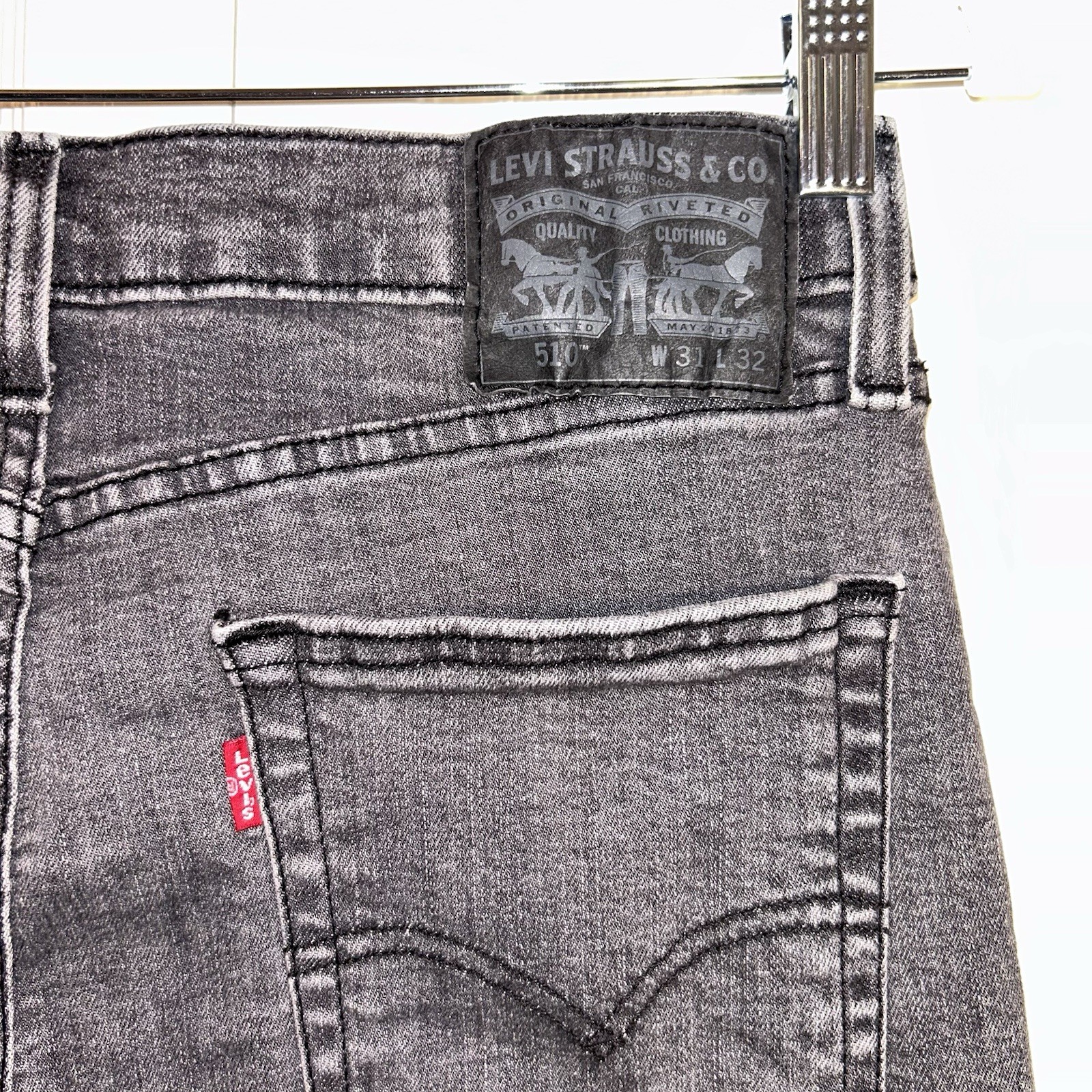 Levi’s Premium Men’s 510 Slim Straight Fit Black Grey Wash Denim Jeans