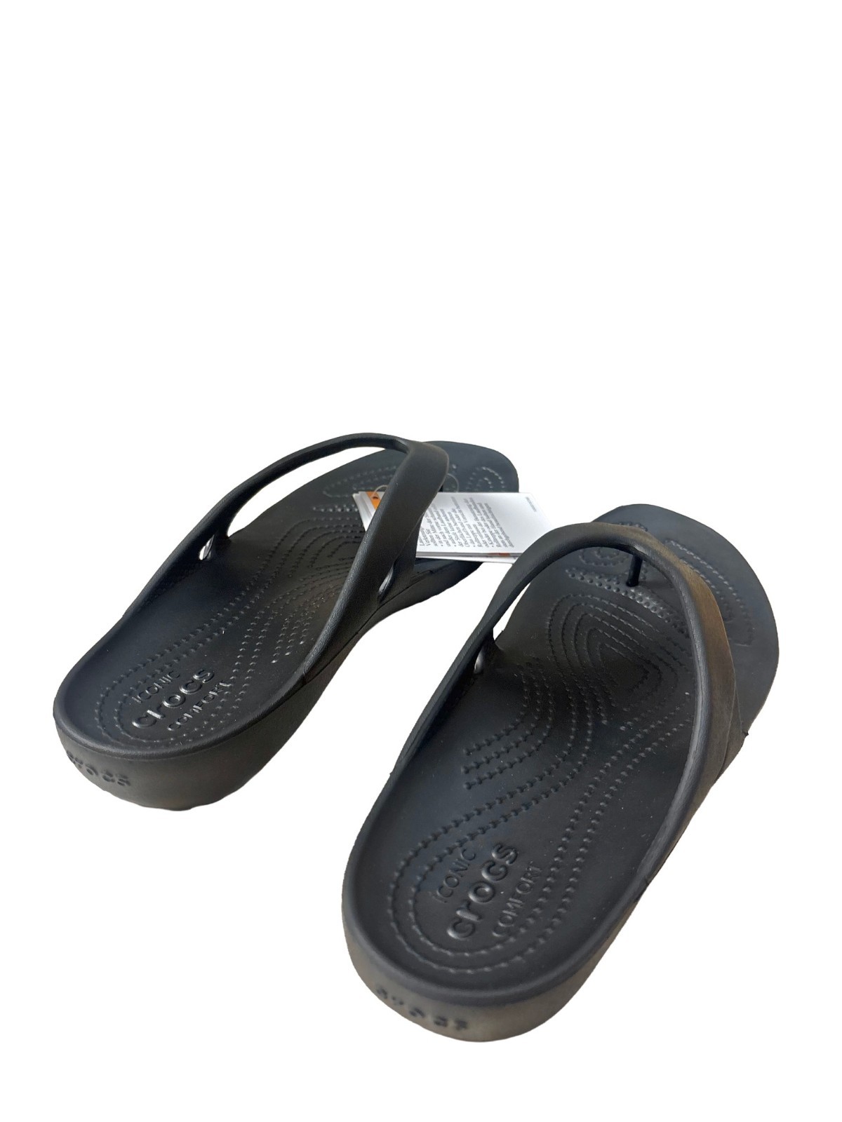 Crocs Kadee II Flip Flops Black Lightweight Comfort Sandals Womens Sz W9 M7 NWT