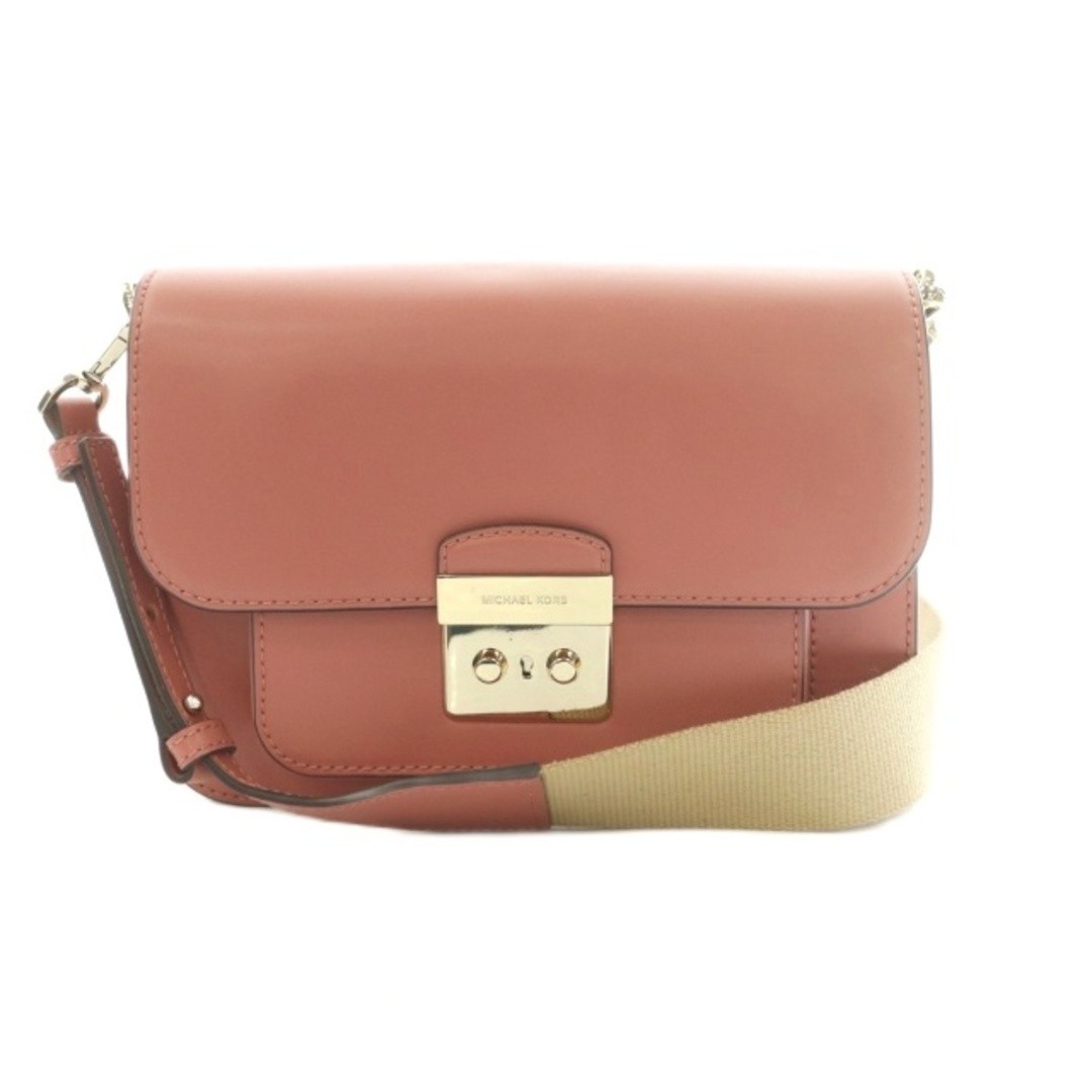 Michael Kors Sloan Editor Shoulder Bag Leather Flap Pink Mi Used 719e063a724b7c7