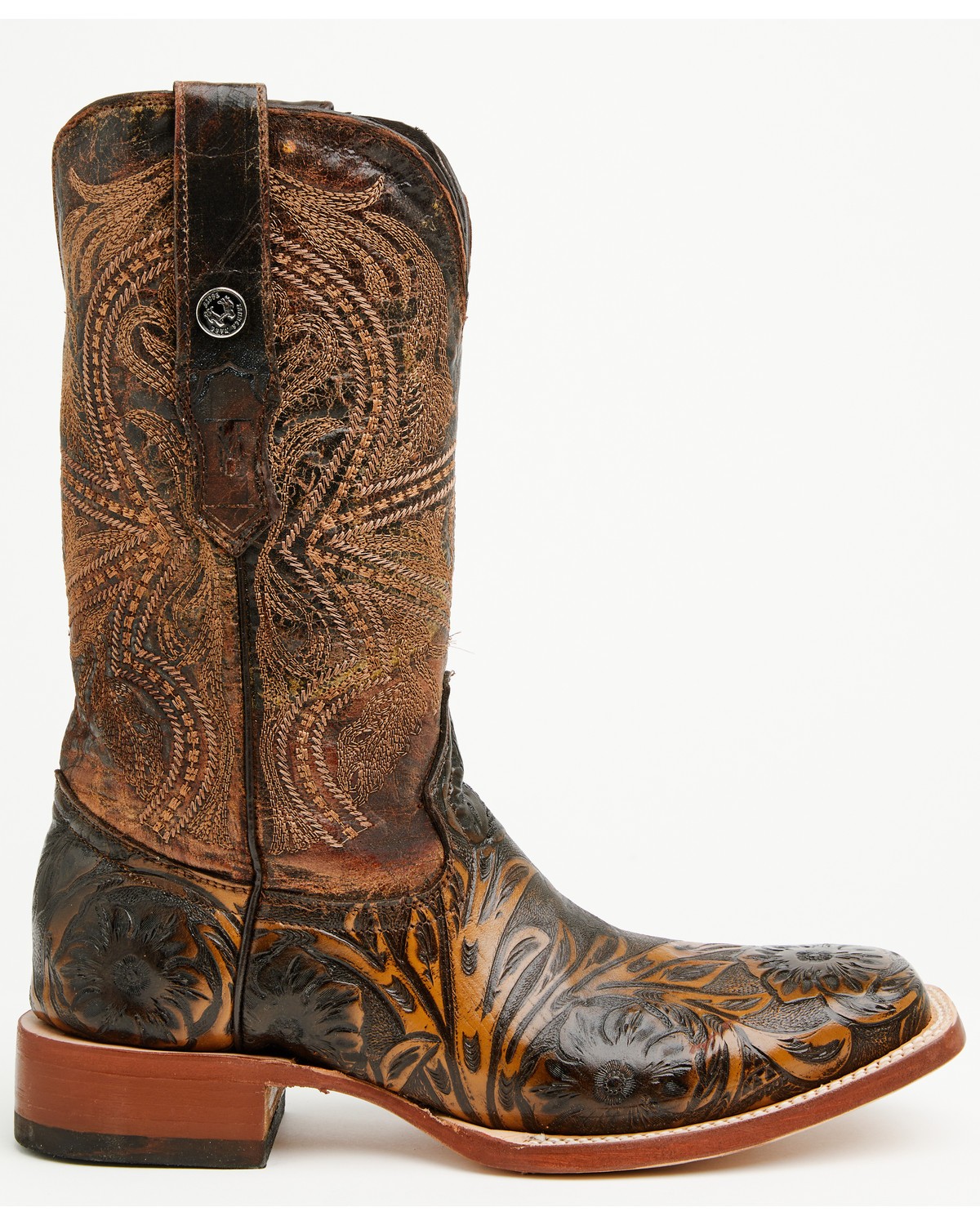 Tanner Mark Men’s Hand Tooled Western Boot – Broad Square Toe – TM205566
