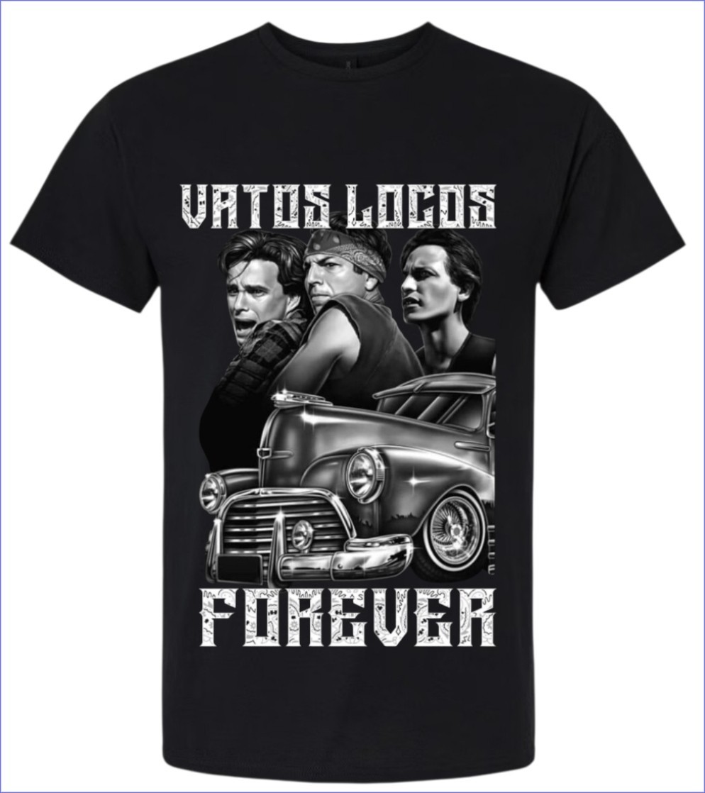 Vatos Locos Forever T-shirt Men’s or Youth Small to 5X-Large Black Style 1