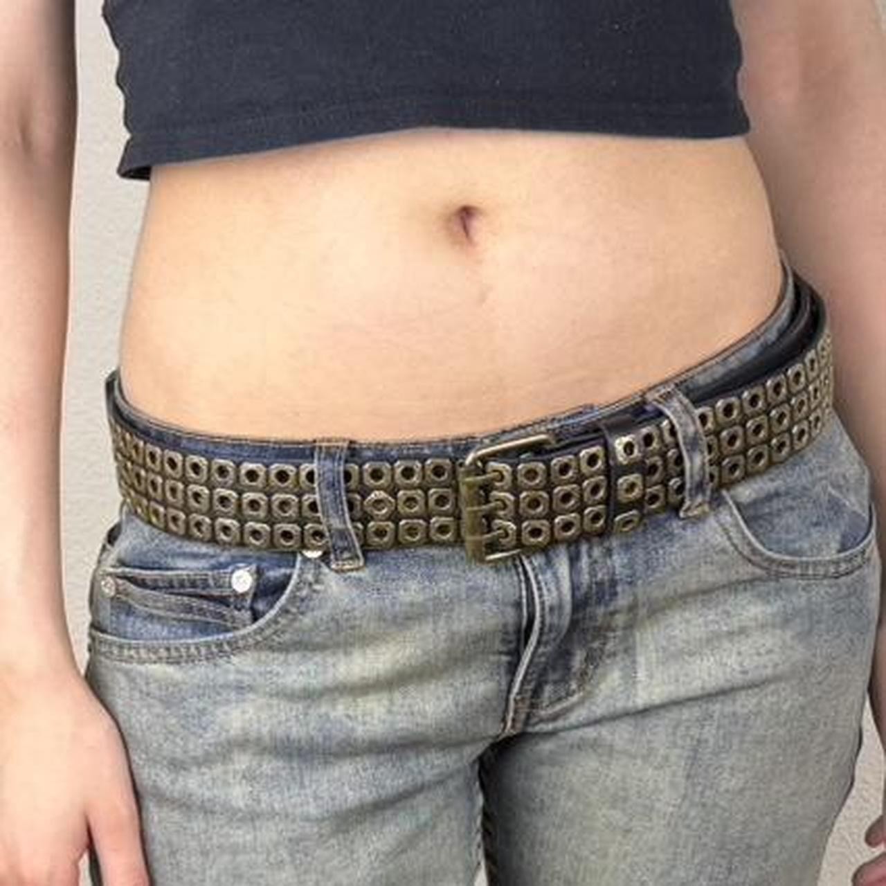 3 Row Black & Bronze Studded Belt Punk