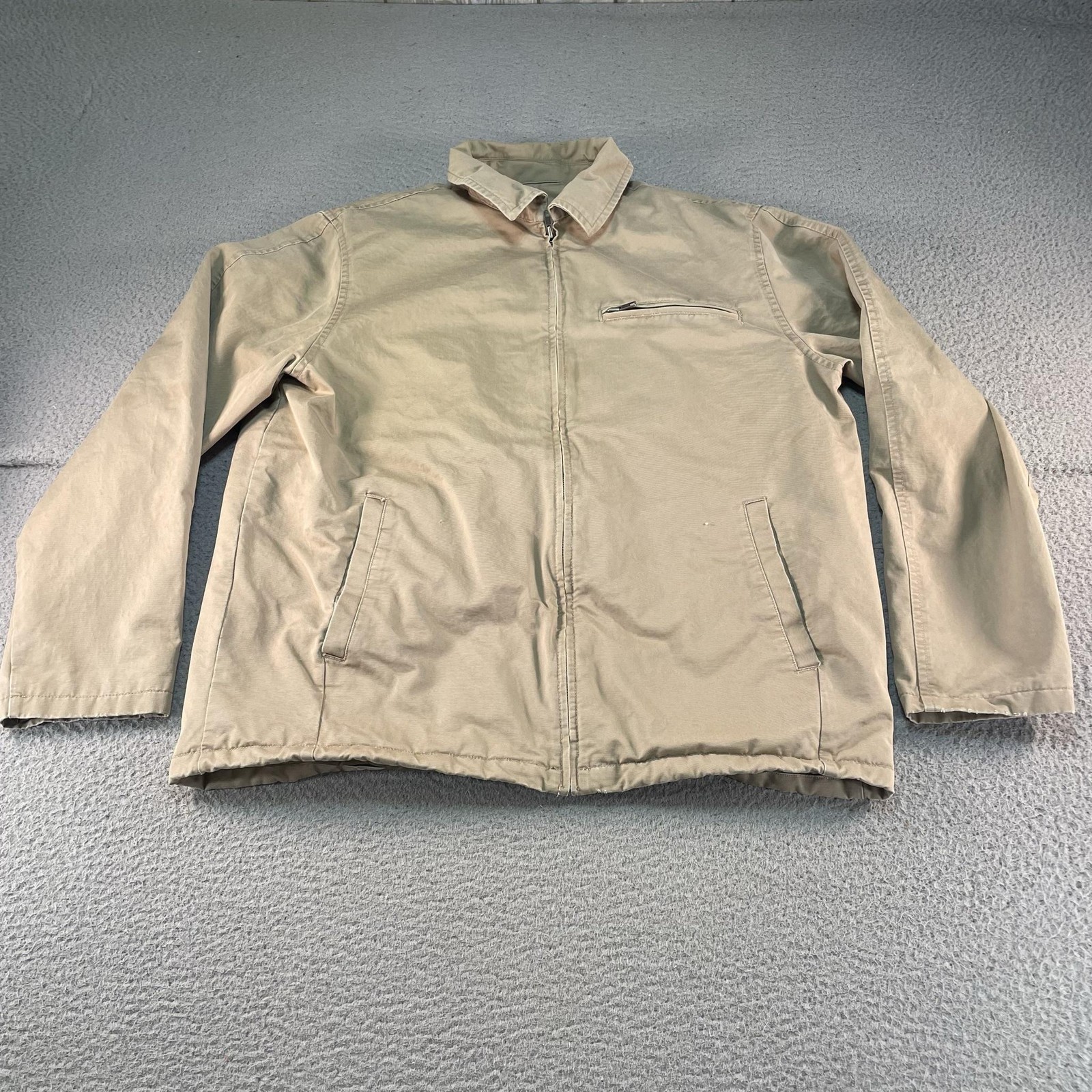 Vintage Gap Jacket Mens Large Beige Canvas Lined Insulated Full Zip Y2K 200s